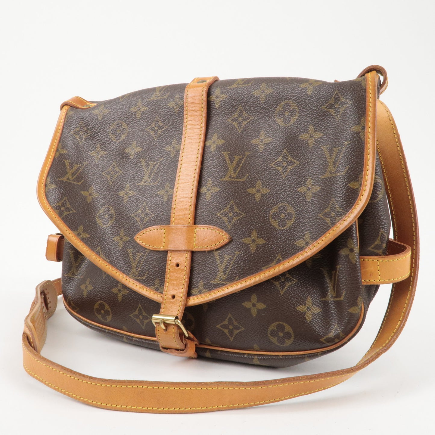 Authentic Louis Vuitton Monogram Saumur 30 Browns Shoulder Bag