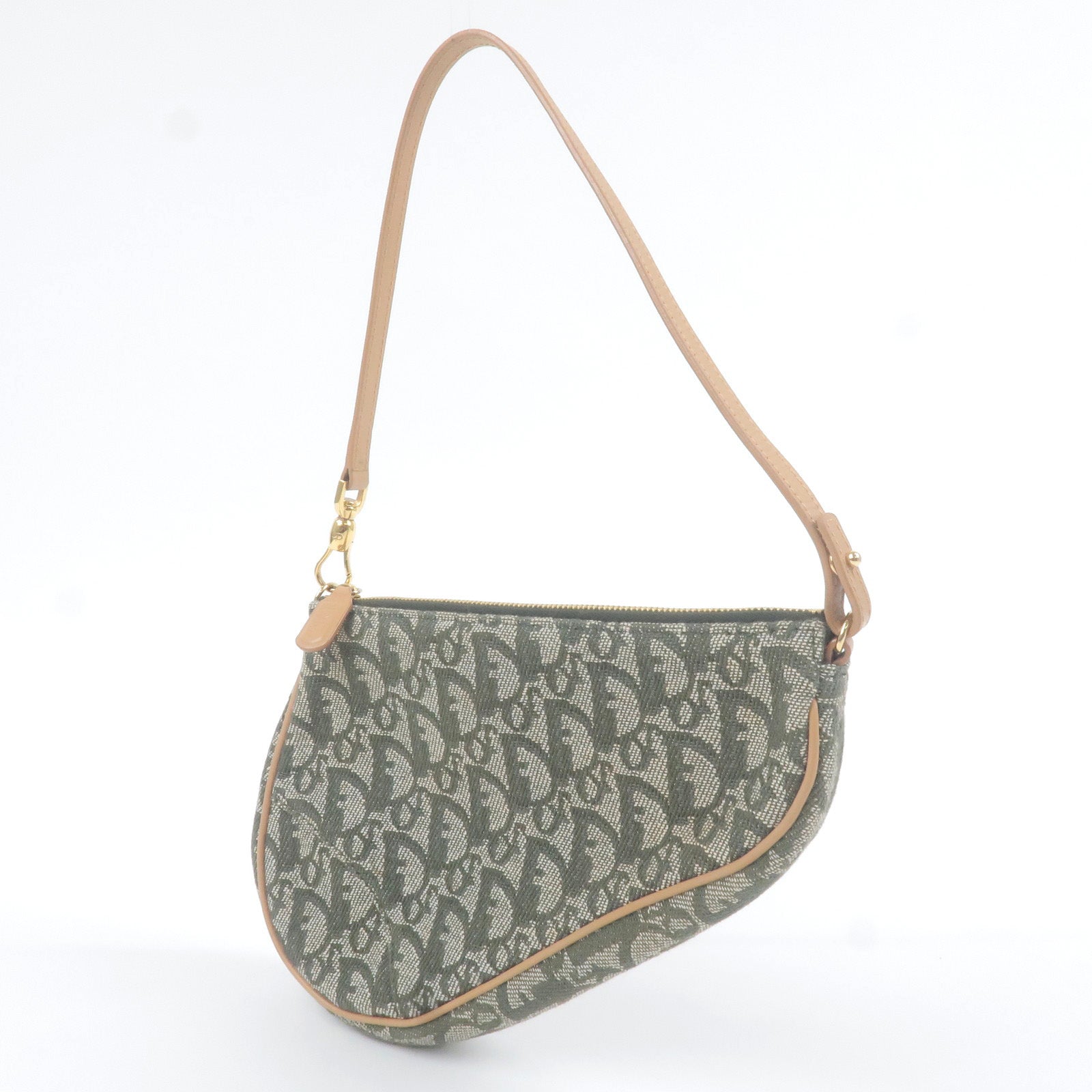 Christian Dior Trotter Saddle Bag Shoulder Bag Canvas Green dct