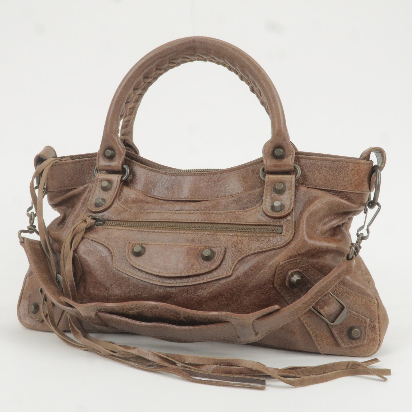 BALENCIAGA The First Leather 2Way Hand Bag Brown 103208