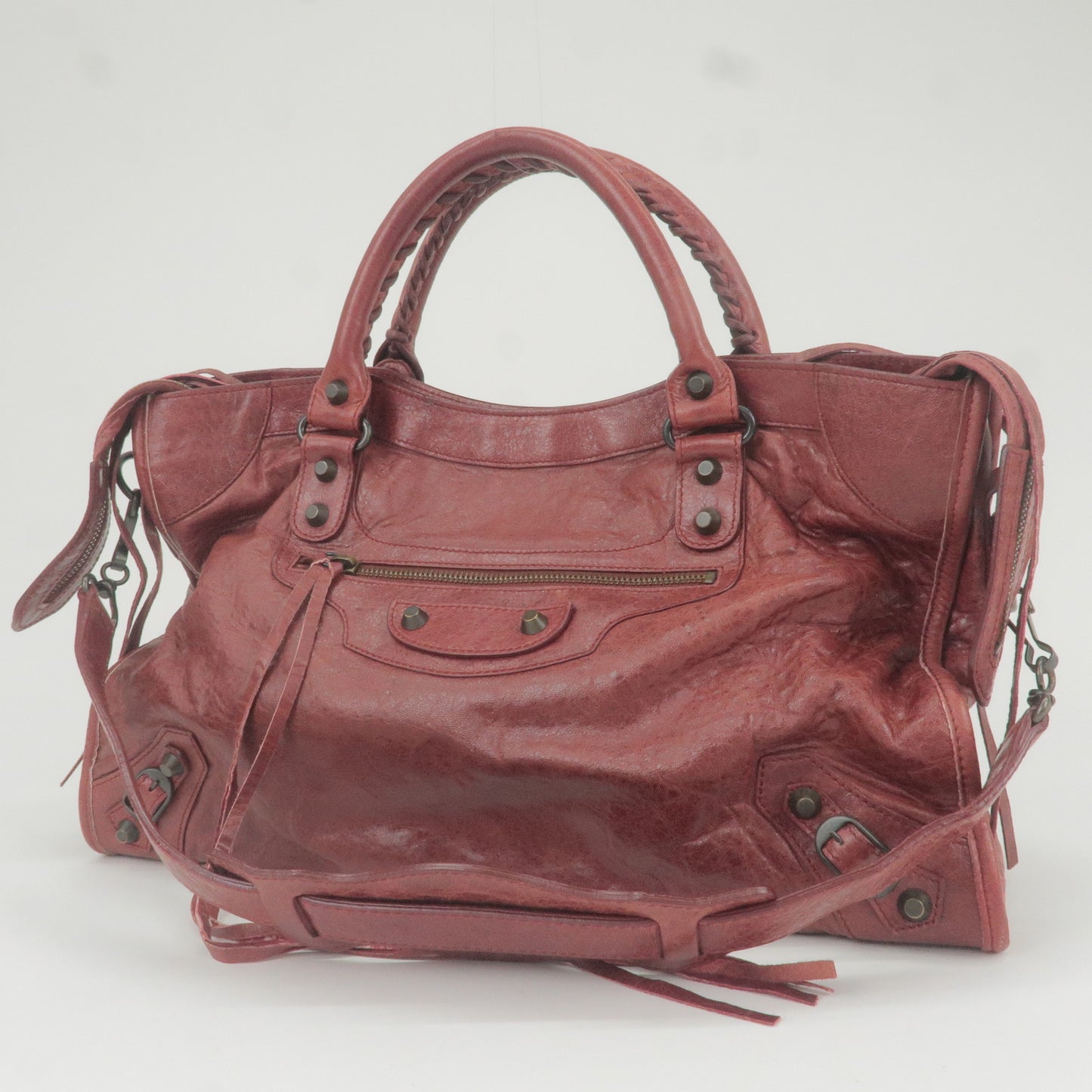 BALENCIAGA Leather The City 2Way Bag Hand Bag Red 115748