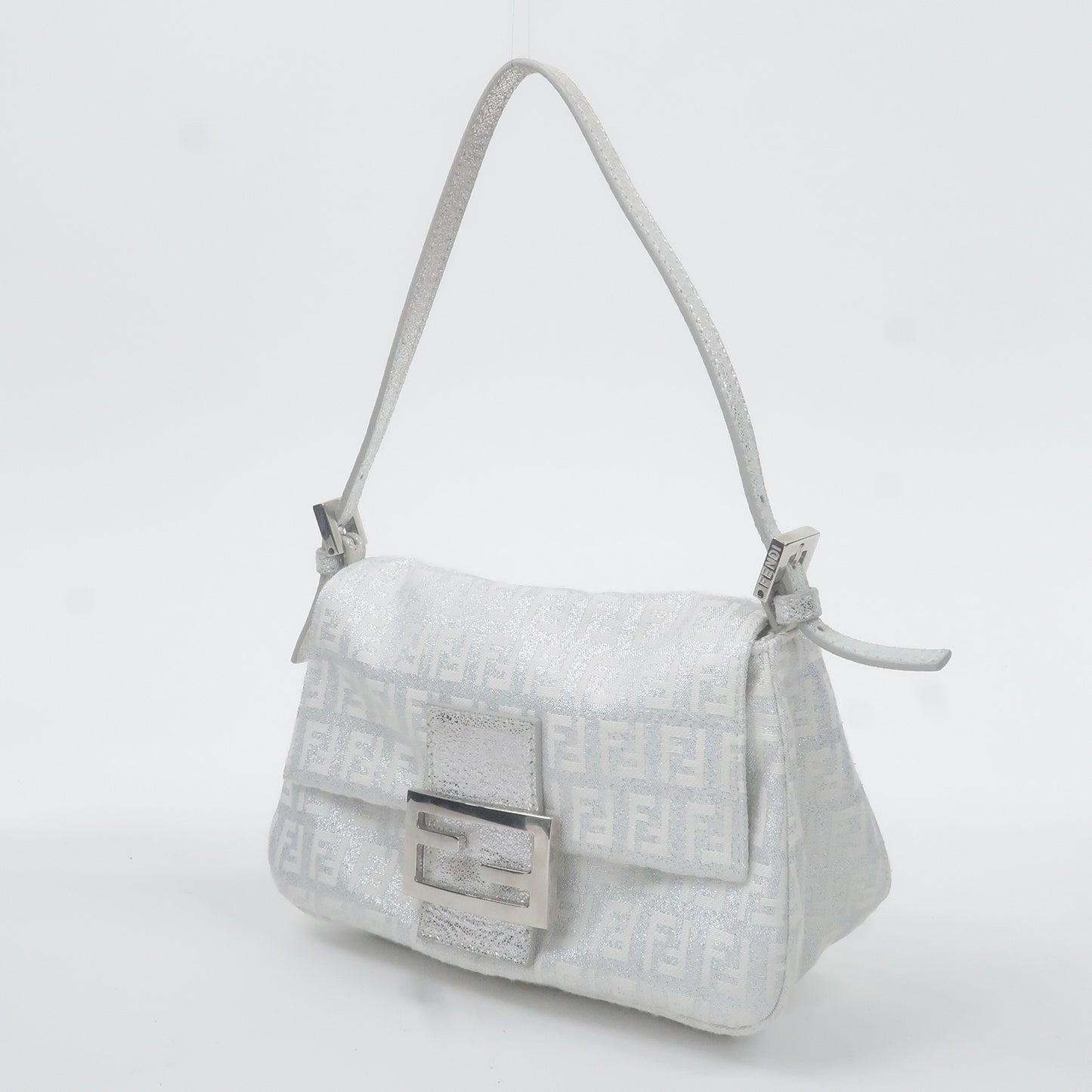 FENDI Zucchino Mamma Baguette Canvas Leather Shoulder Bag 8BR180