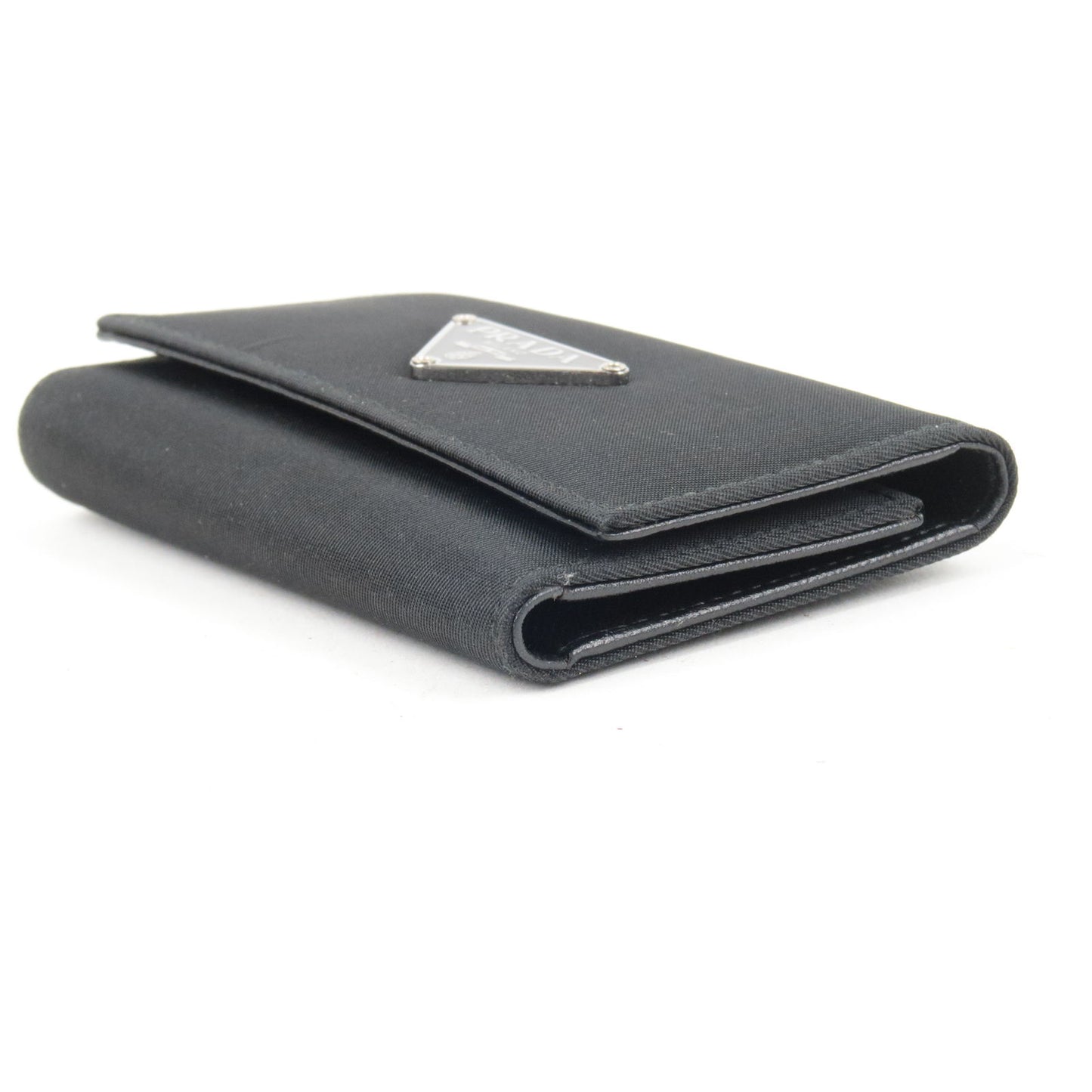PRADA Logo Leather 6 Key Case Key Holder NERO Black M222