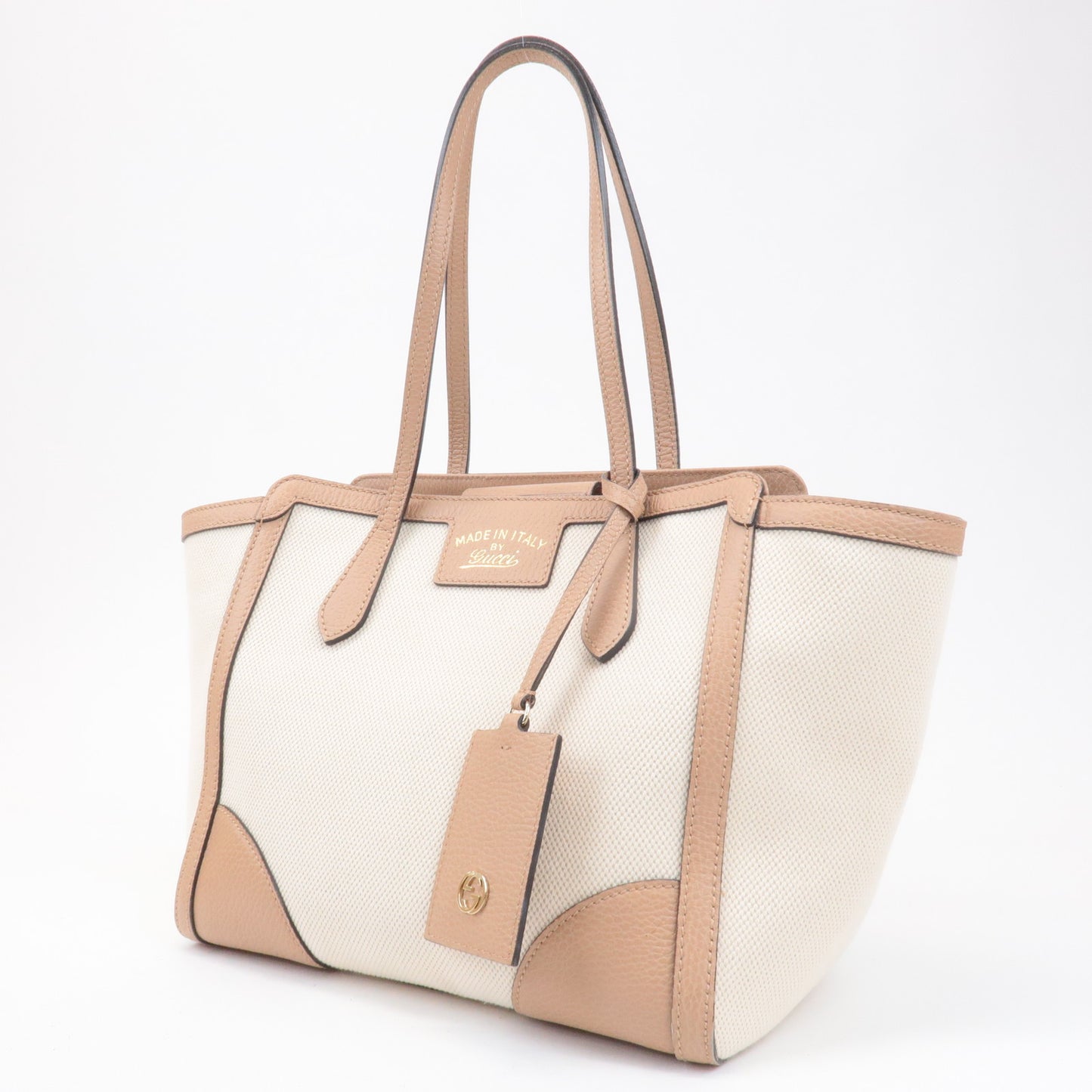 GUCCI Swing Canvas Leather Tote bag Hand Bag Beige 354408