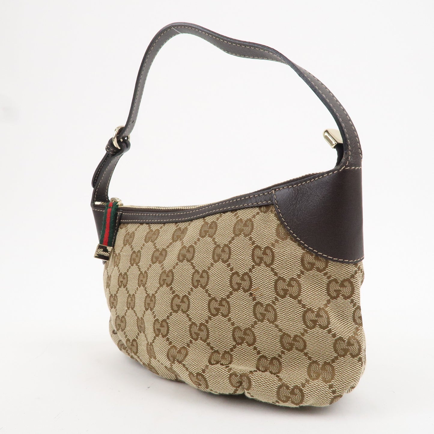 GUCCI Sherry GG Canvas Leather Shoulder Bag Beige Brown 224093