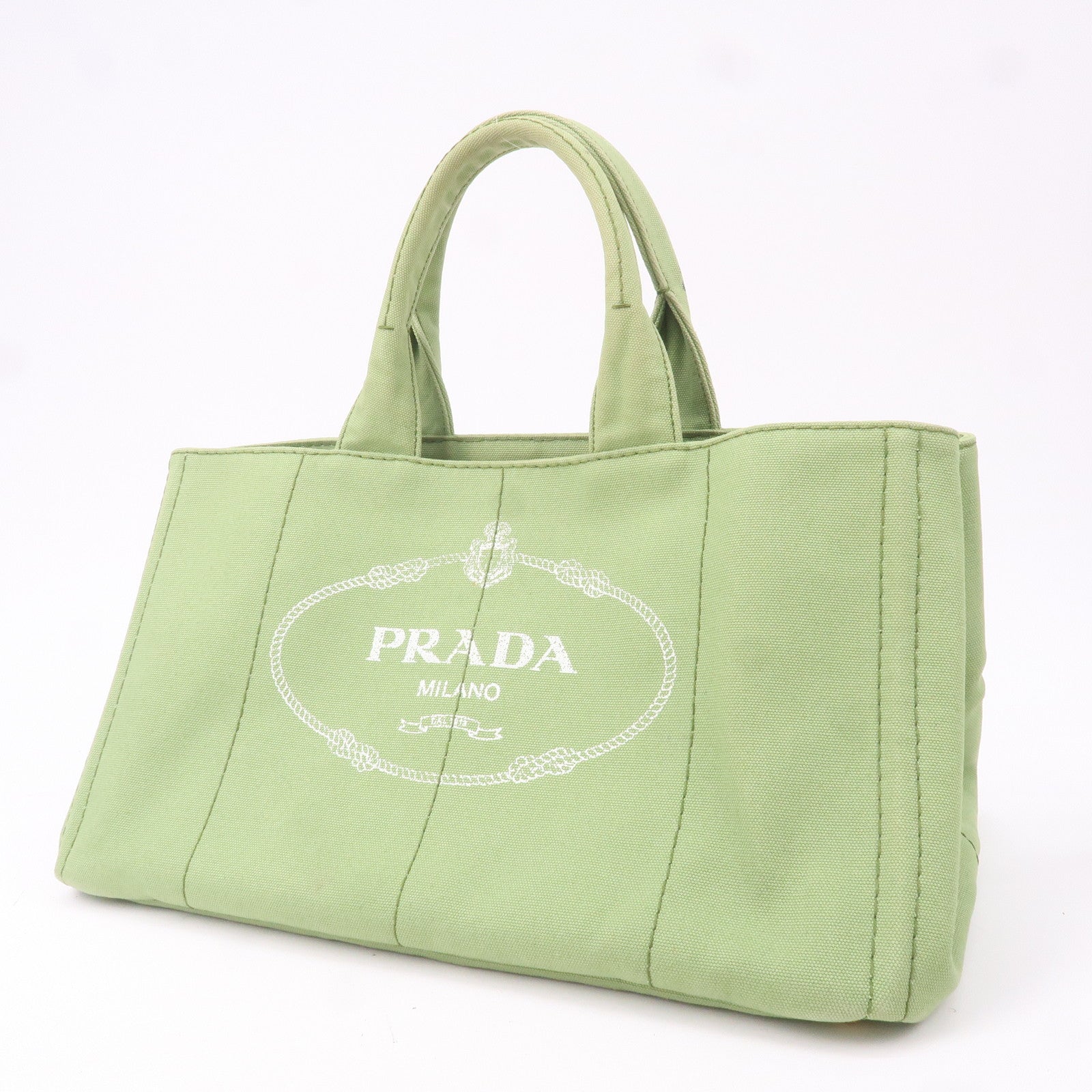 PRADA-Canapa-Canvas-Tote-Bag-Hand-Bag-Green-B1877B
