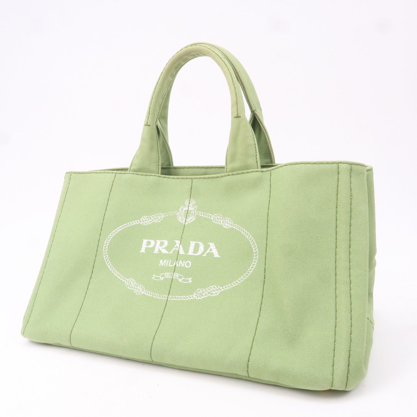 PRADA Canapa Canvas Tote Bag Hand Bag Green B1877B