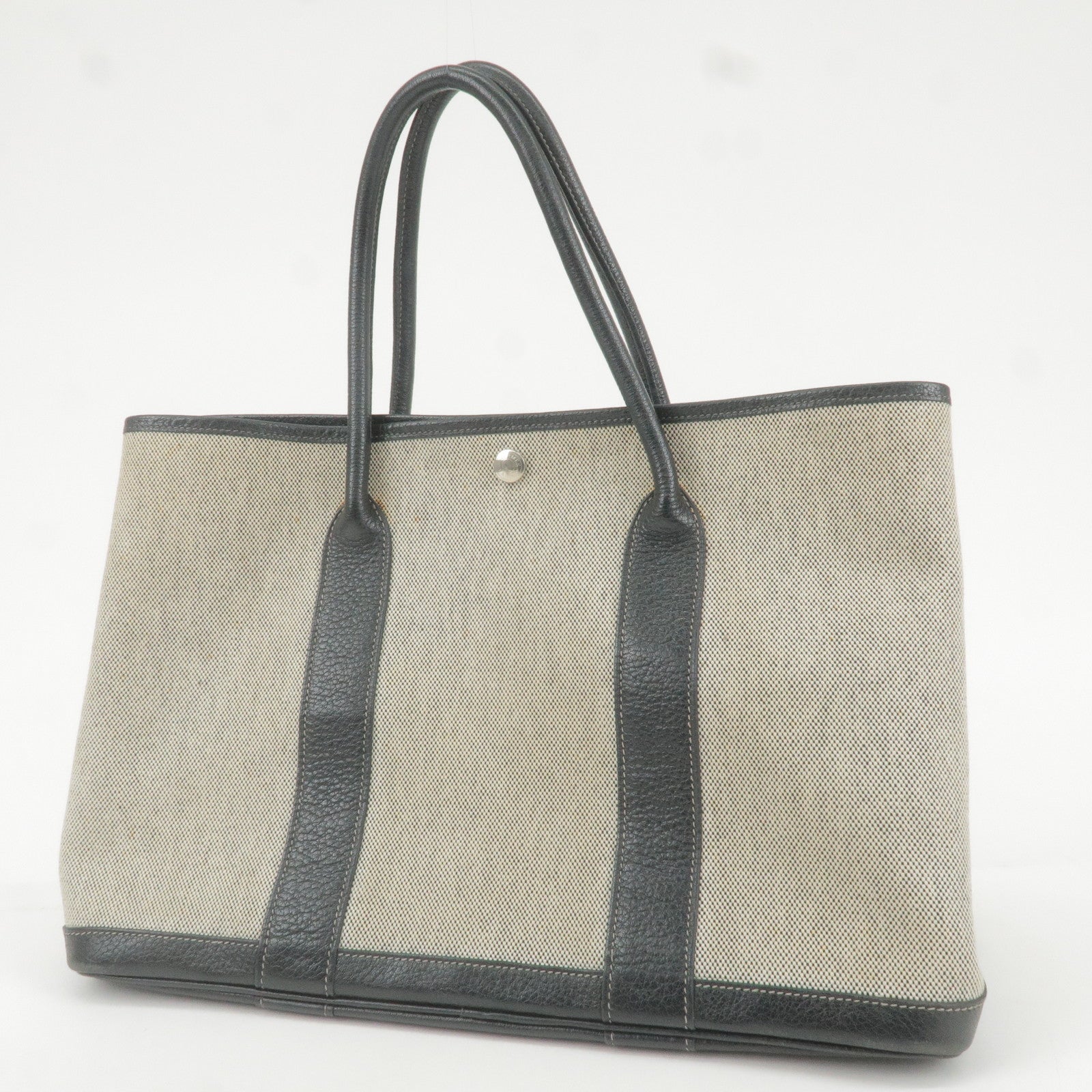 HERMES HERMES Garden Party PM Tote Bag Country leather Etoupe Grey SHW used