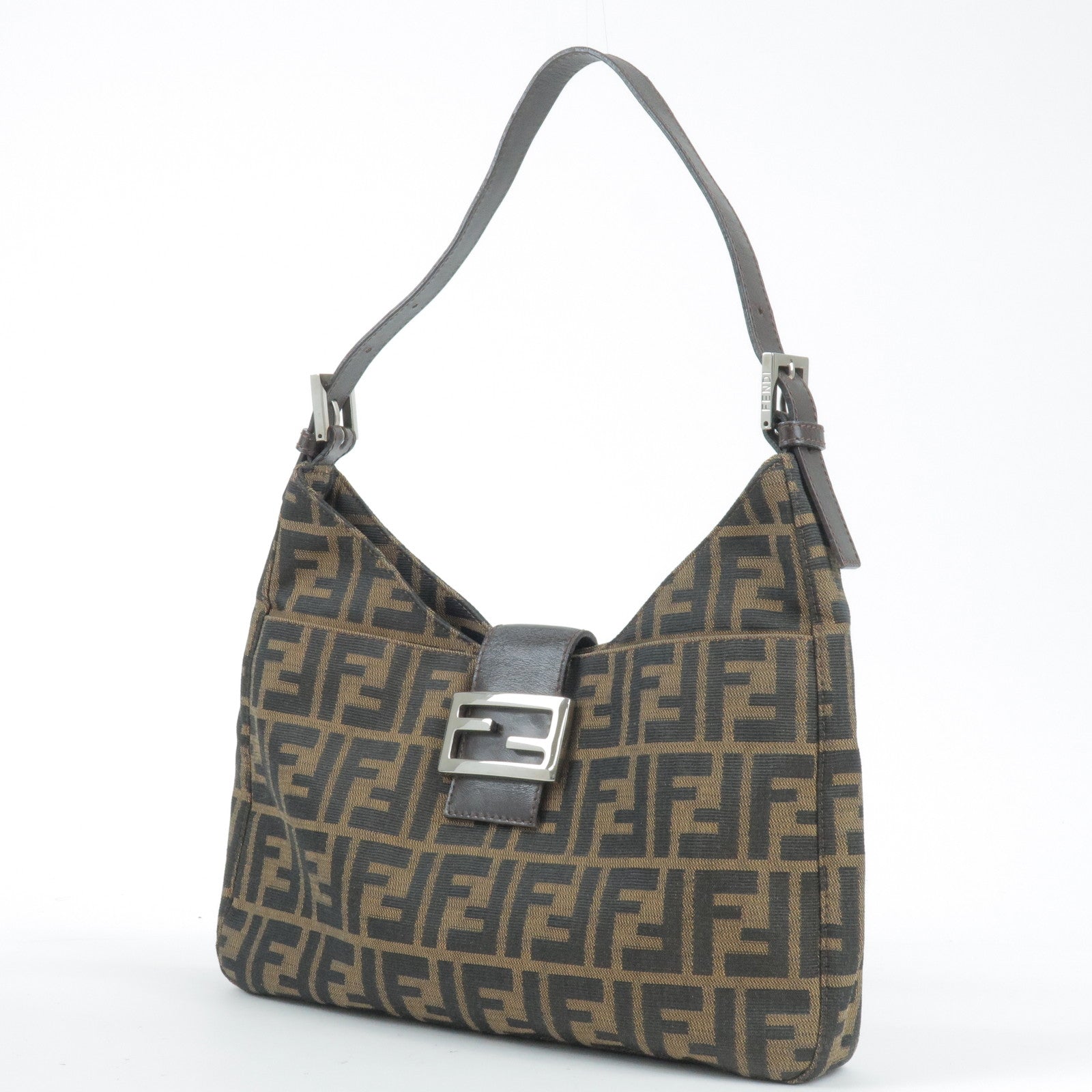 FENDI-Zucca-Canvas-Leather-Shoulder-Bag-Brown-Black-26569 – dct