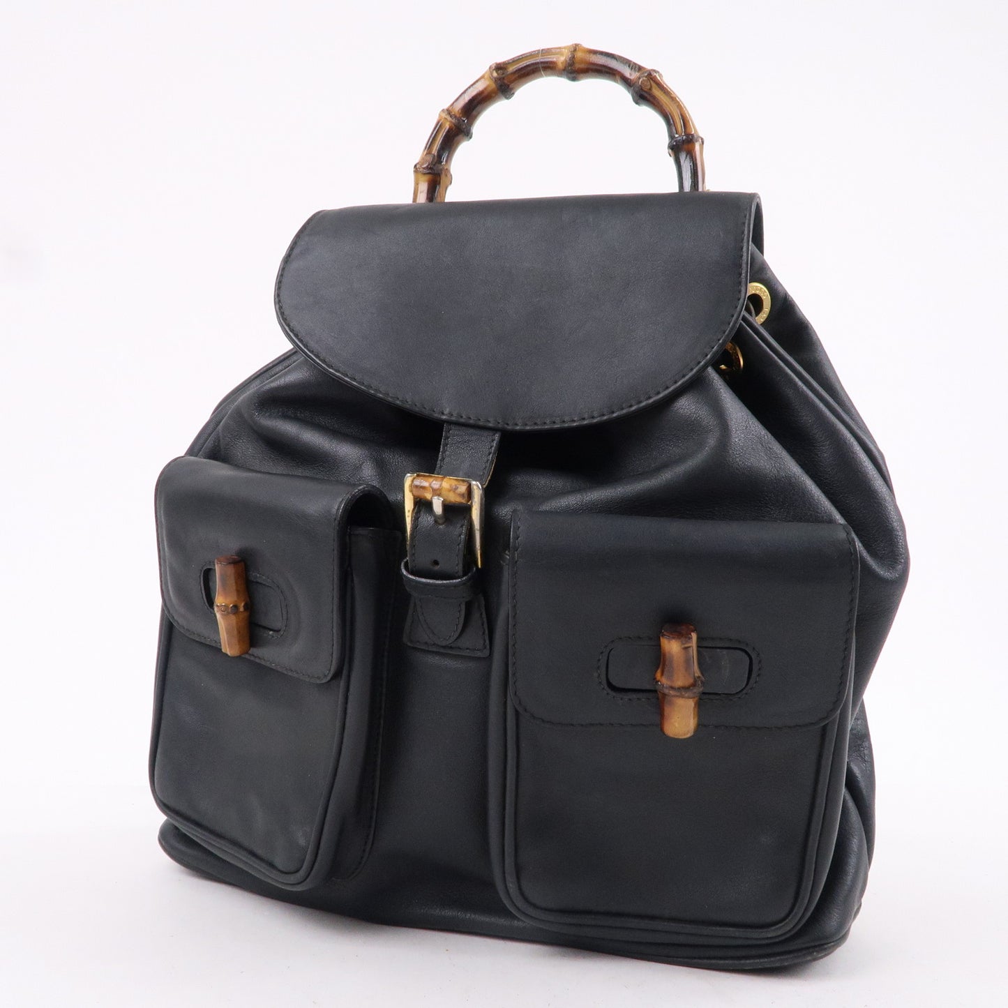 GUCCI Bamboo Back Pack Leather Black 003.2058.0016