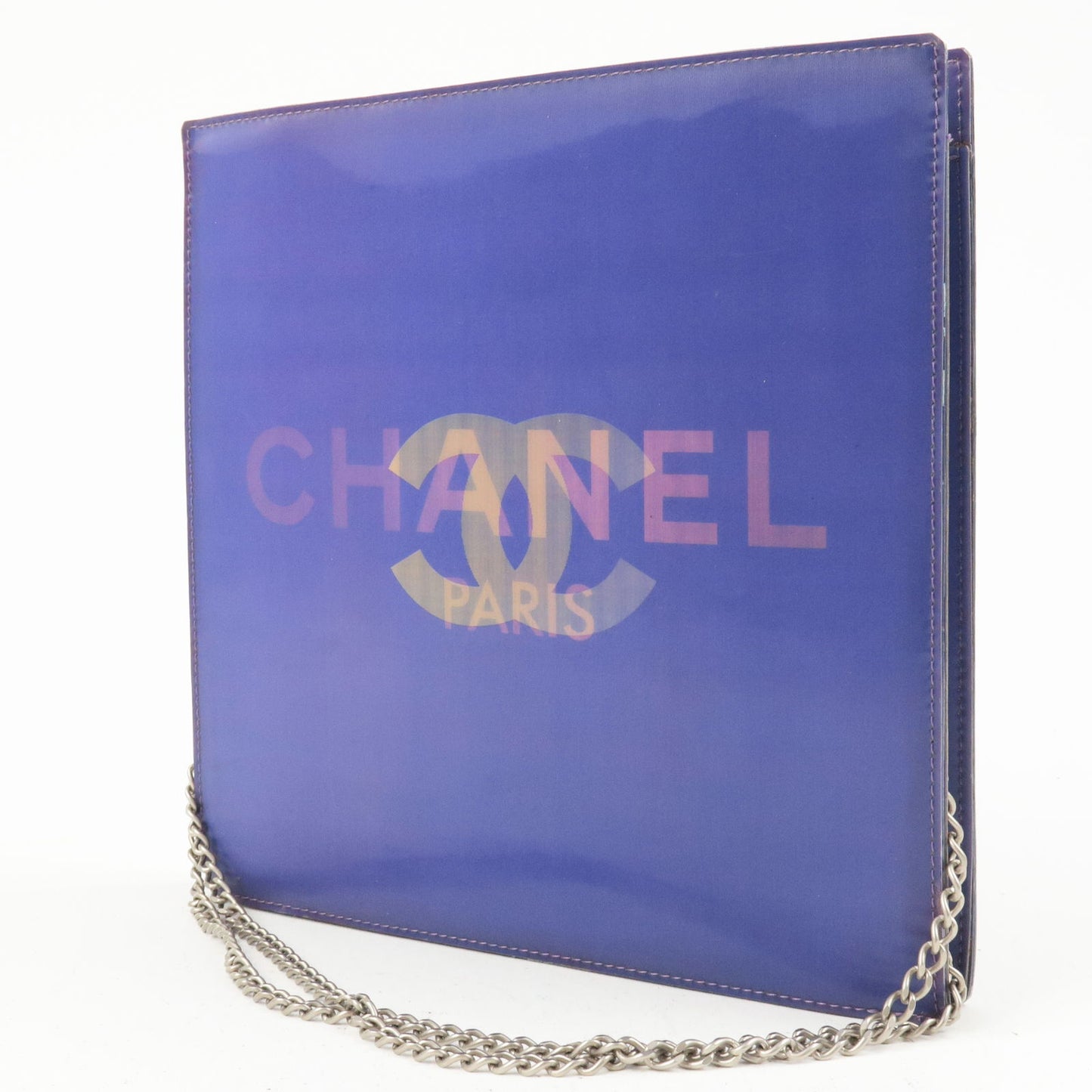 Chanel Vinyl Hologram Chain Shoulder Bag Purple 6109372