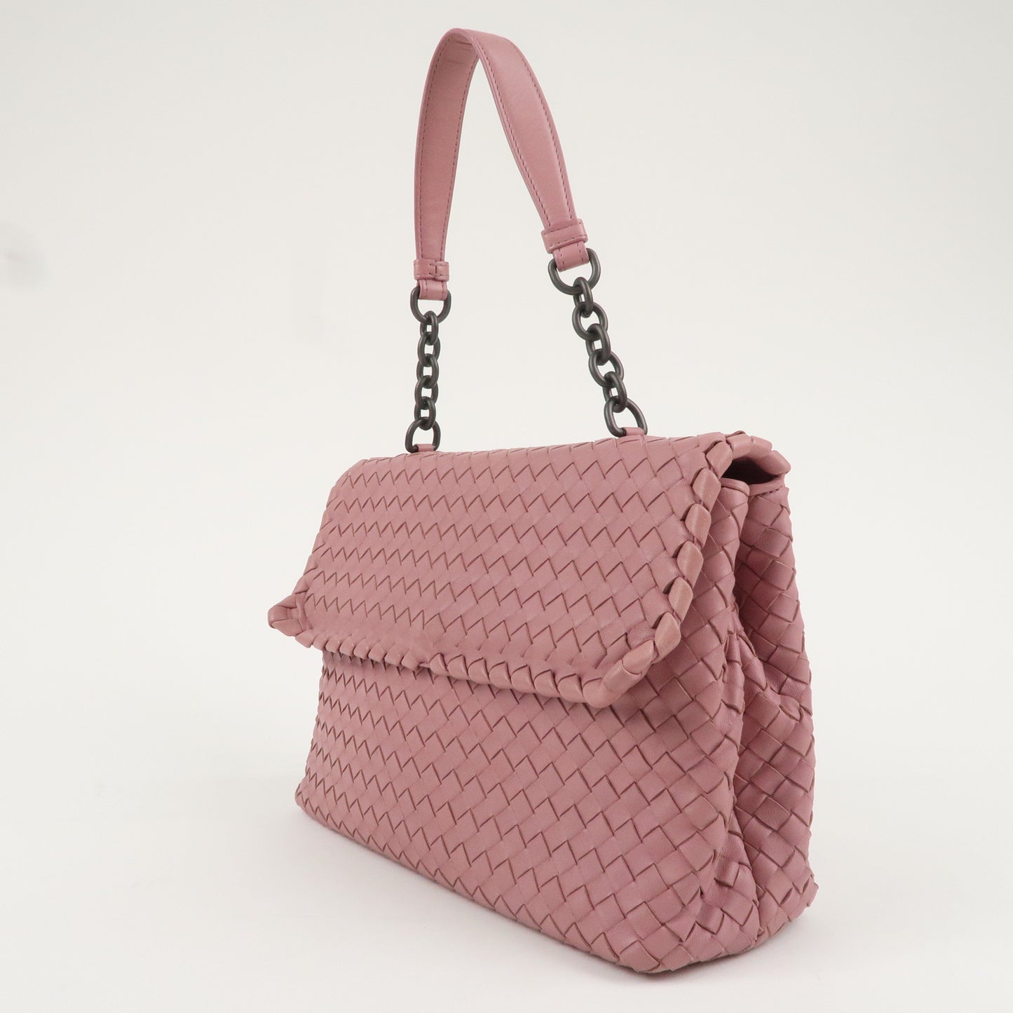 BOTTEGA VENETA Intrecciato Leather Shoulder Bag Pink