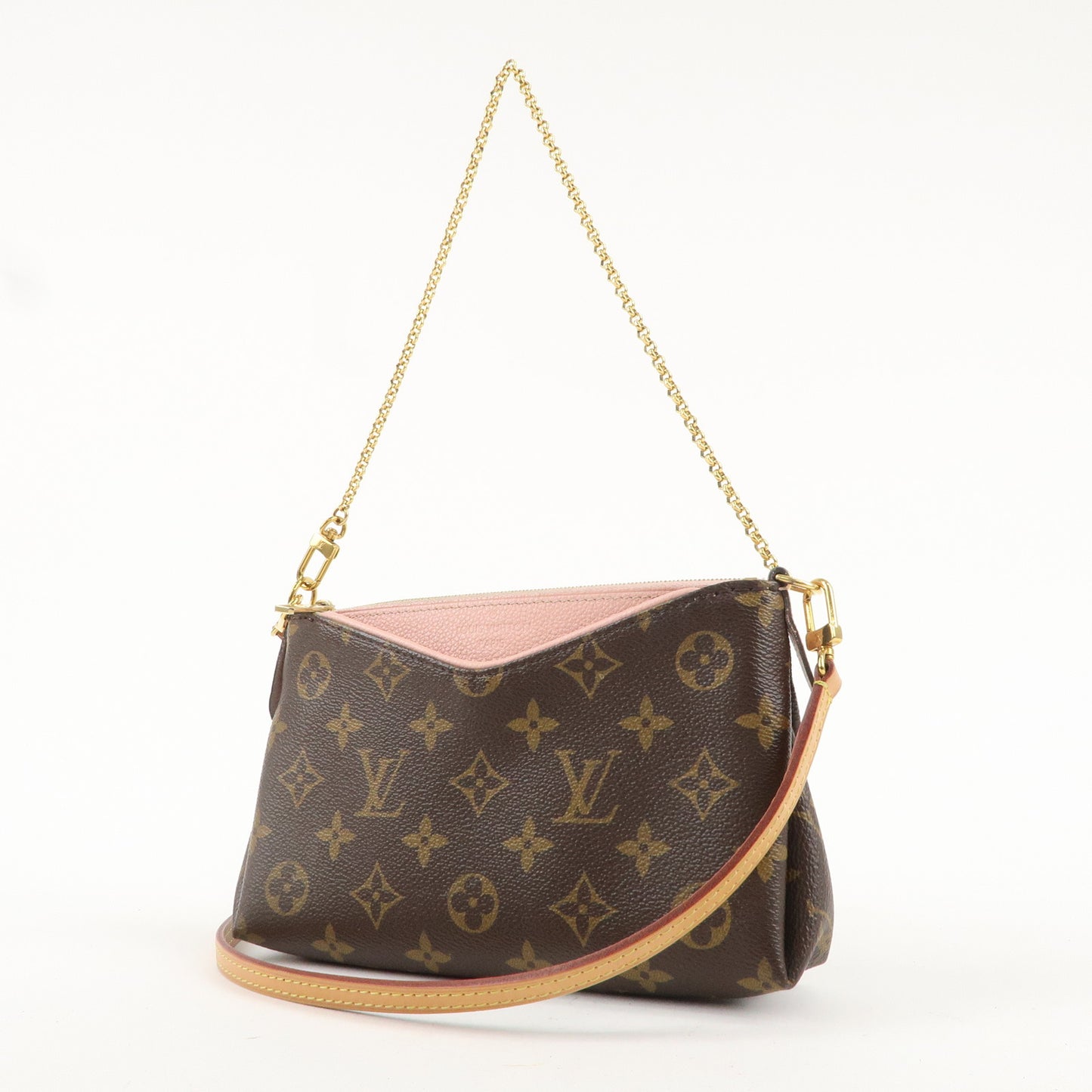 Louis Vuitton Monogram Pallas Clutch 2Way Shoulder Bag Pink M44037