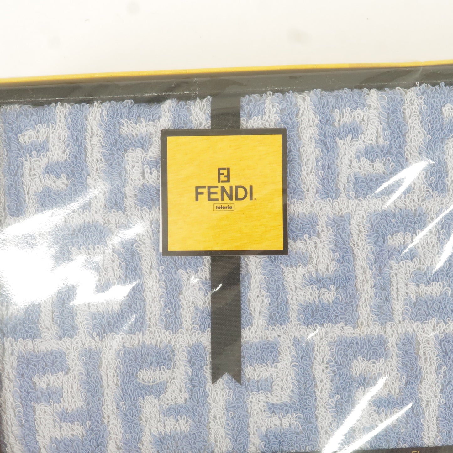 FENDI Zucca Set of 2 Cotton 100% Logo Towel with Box Light Blue