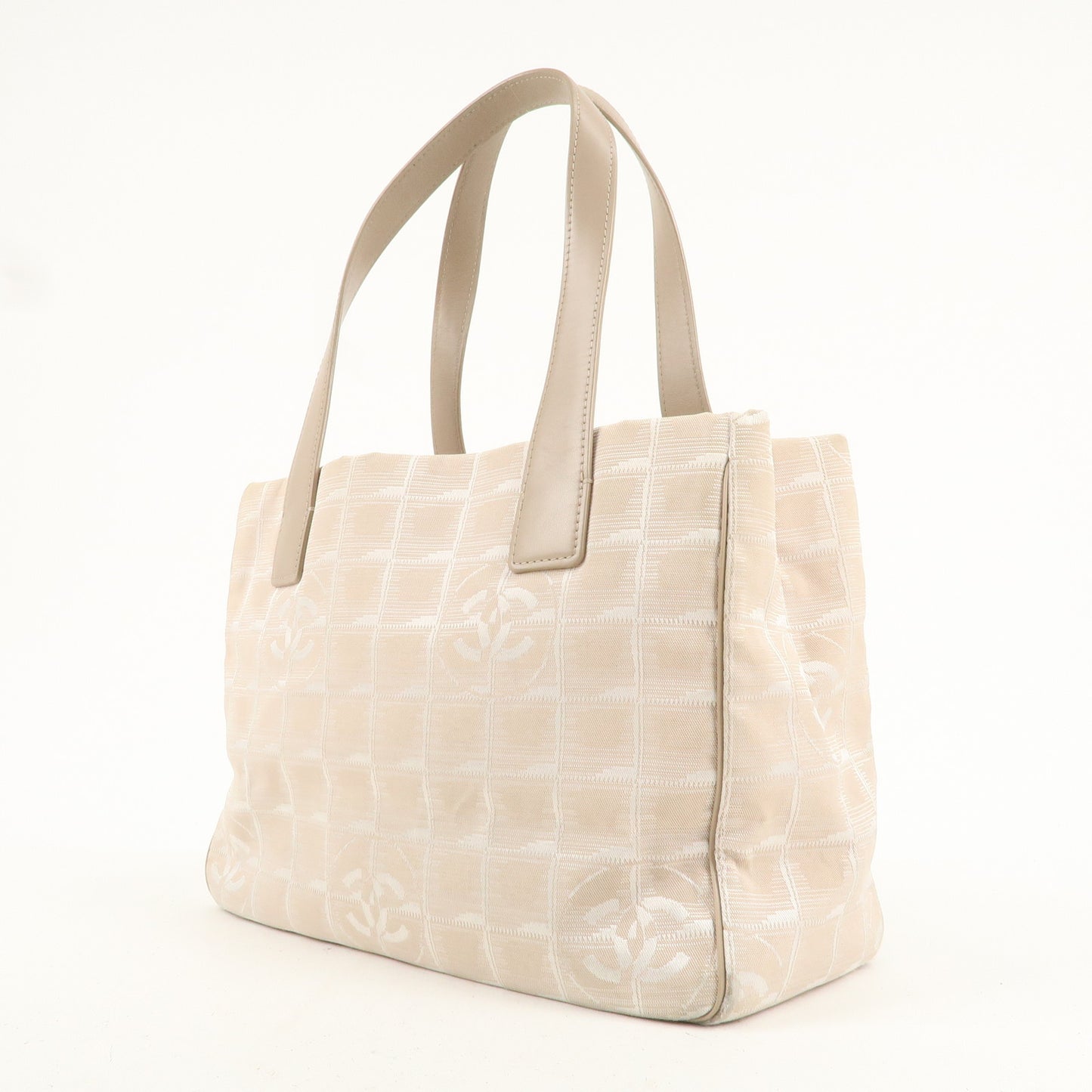 CHANEL New Travel Line PM Nylon Jacquard Tote Bag Beige A20457