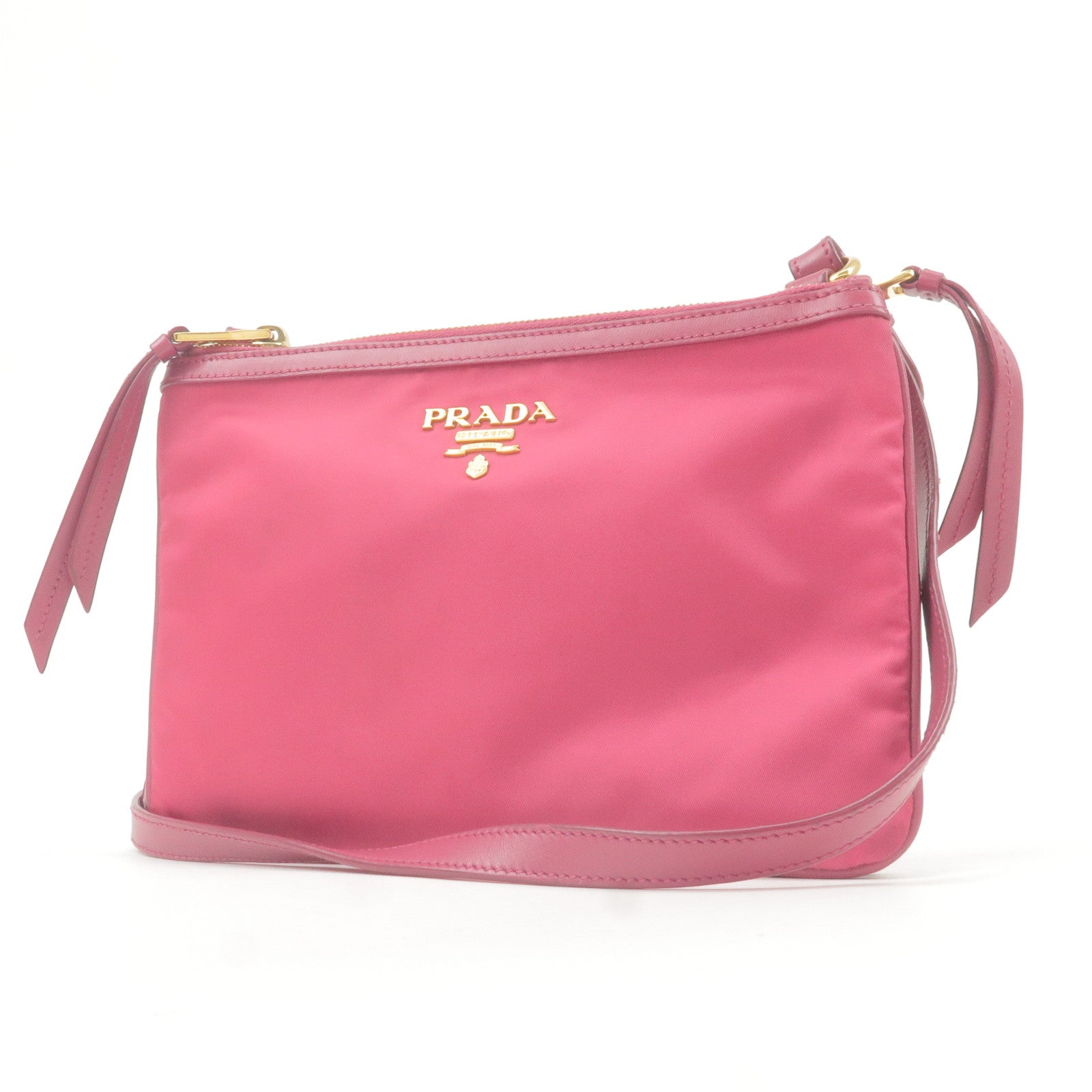 Prada Saffiano Double Zip Crossbody Bag In Pink