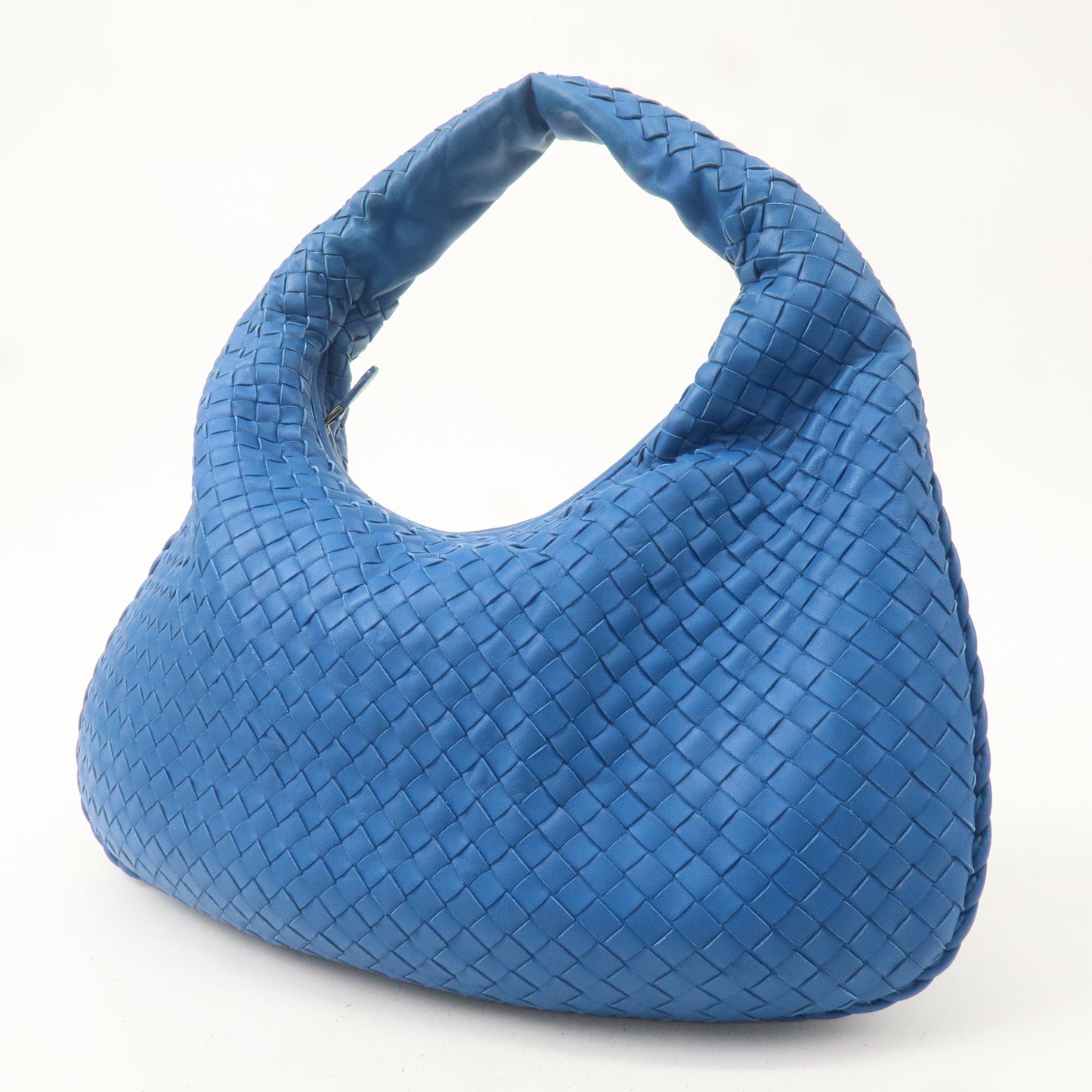 BOTTEGA VENETA Intrecciato Hobo Leather Shoulder Bag Blue
