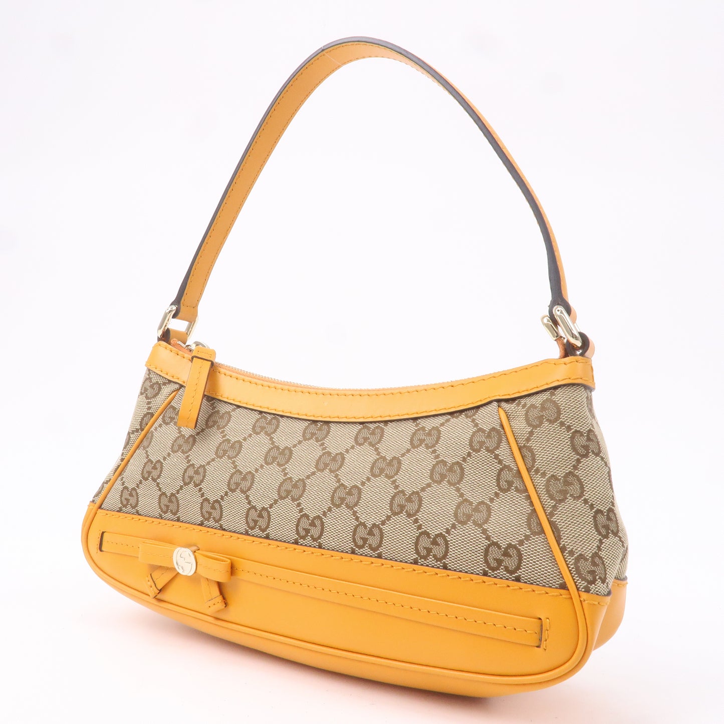 GUCCI Mayfair GG Canvas Leather Shoulder Bag Beige Orange 269893