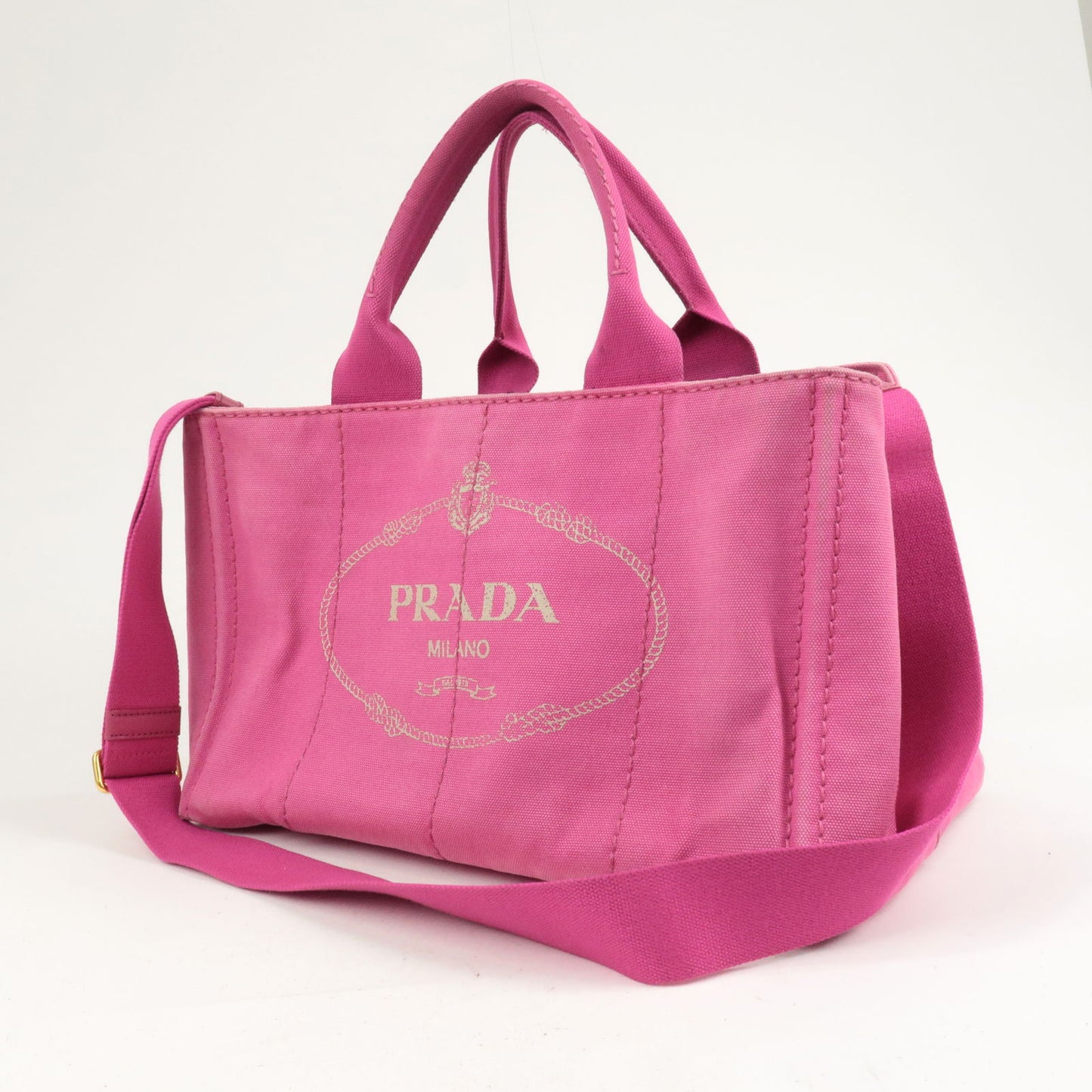 PRADA Canapa Canvas 2 Way Shoulder Bag Hand Bag Pink 1BG642