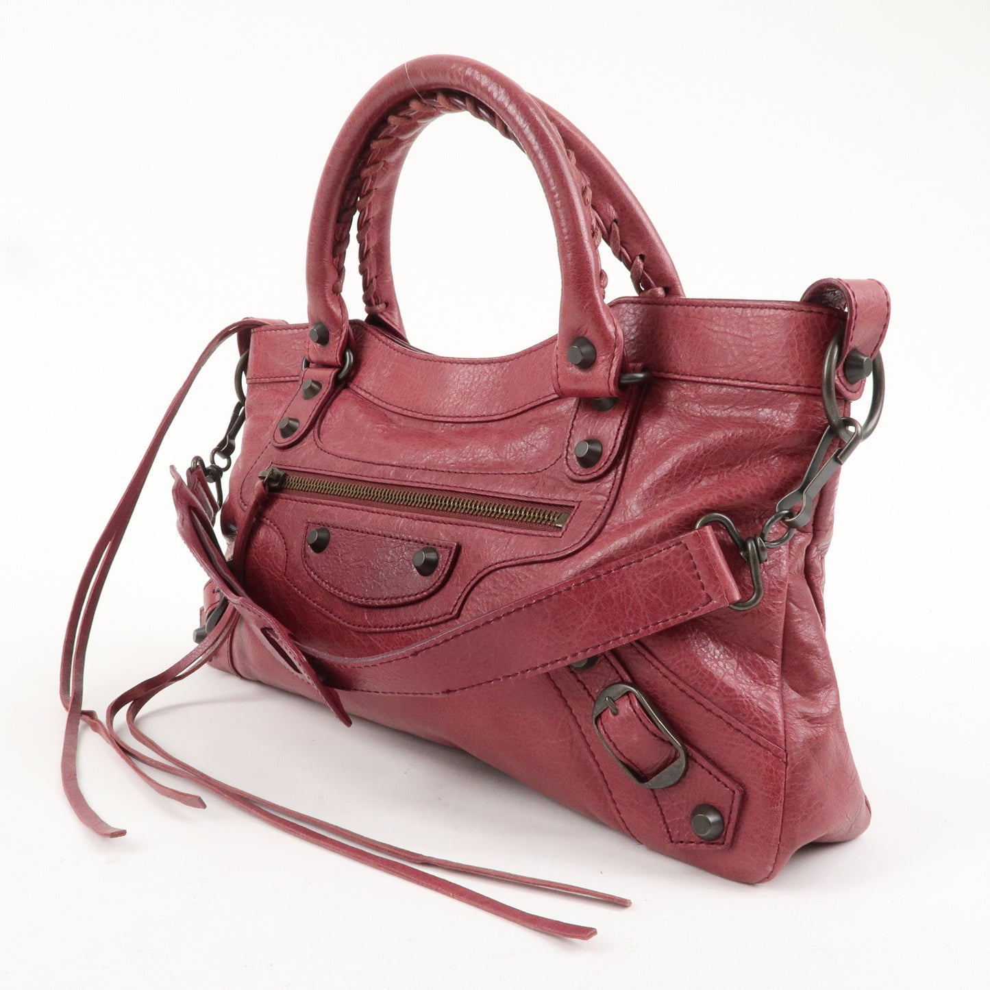 BALENCIAGA The First Leather 2Way Bag Hand Bag Wine Red 103208