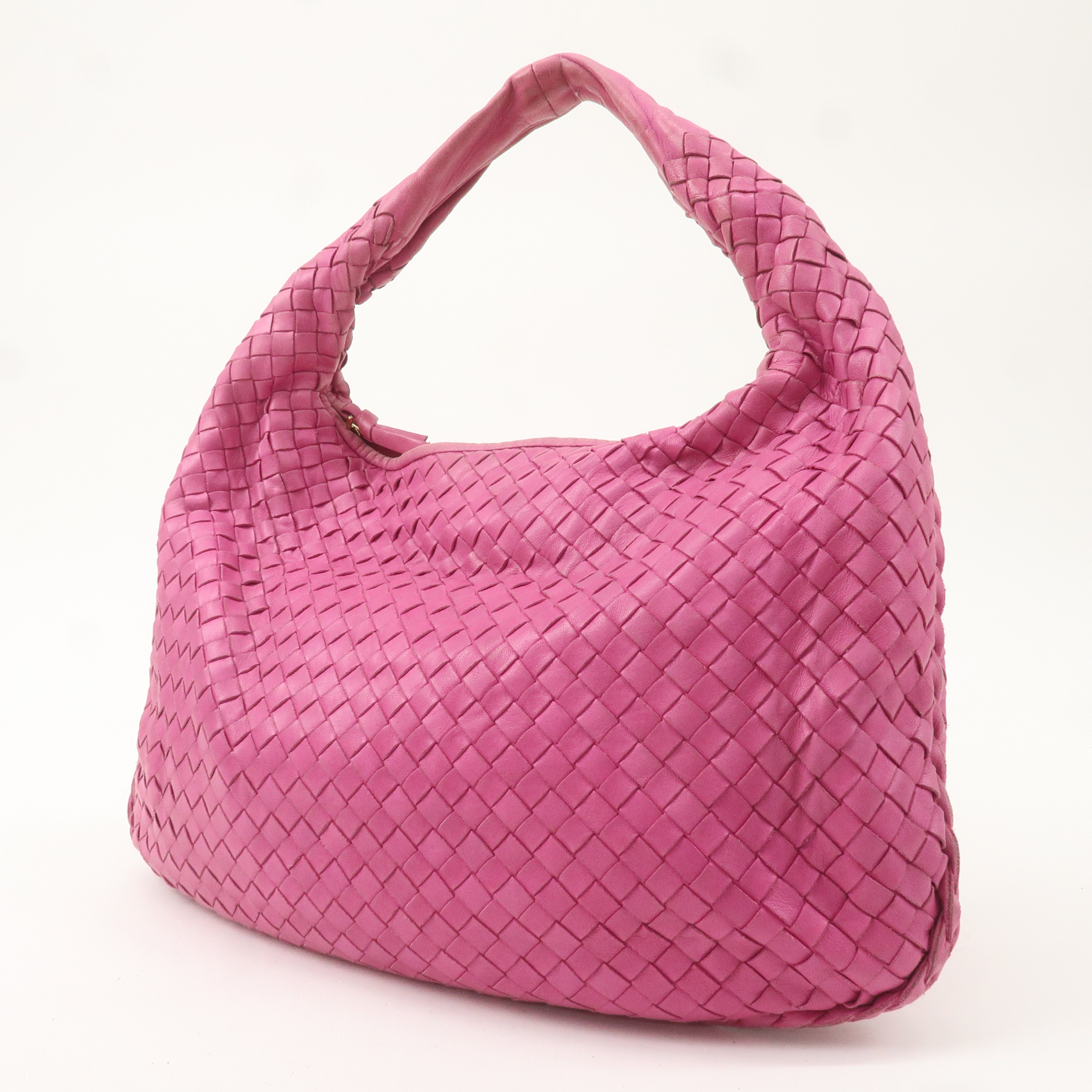 BOTTEGA VENETA Intrecciato Leather Hobo Shoulder Bag Pink 115653