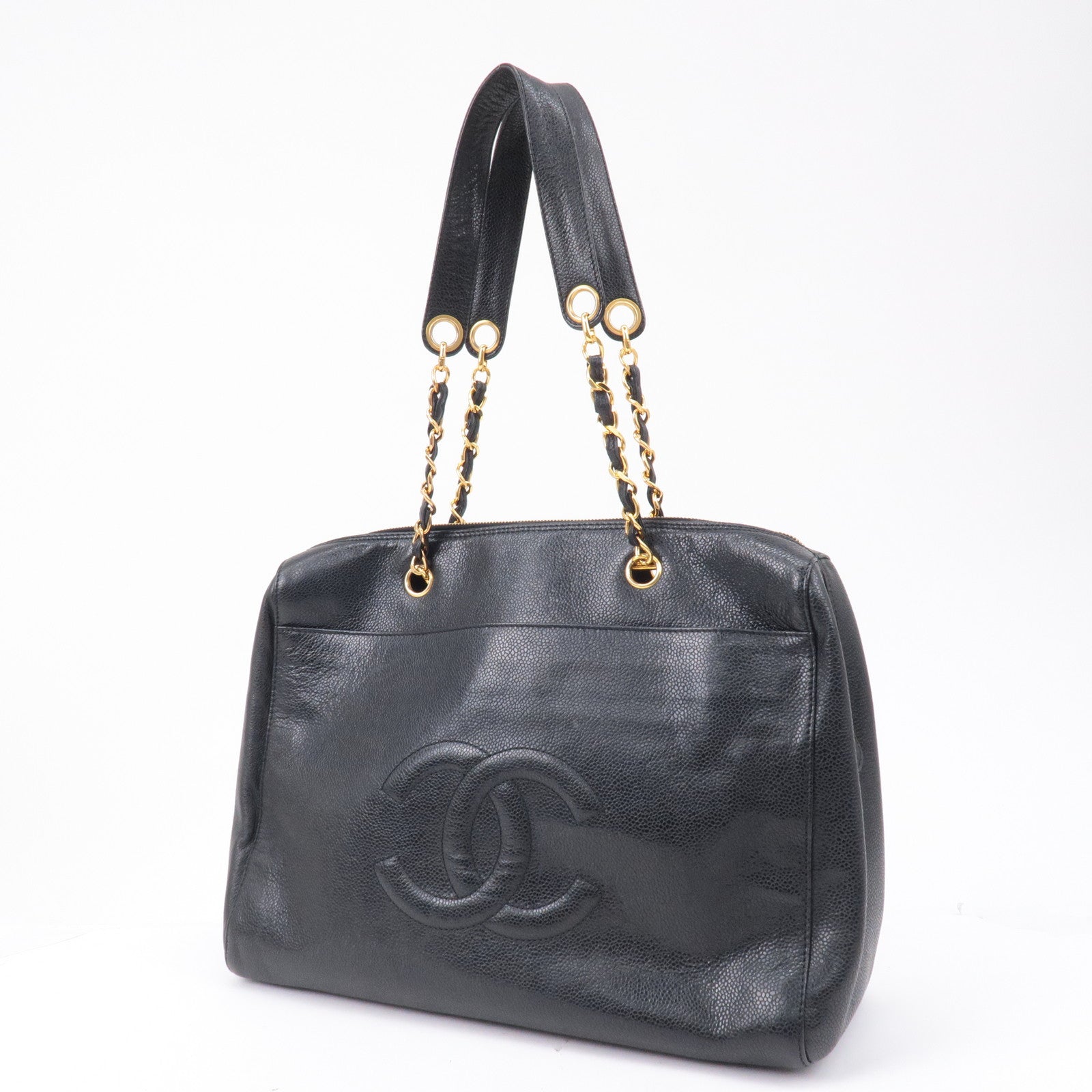 Chanel Vintage Black Quilted Zipper Tote - Vintage Lux