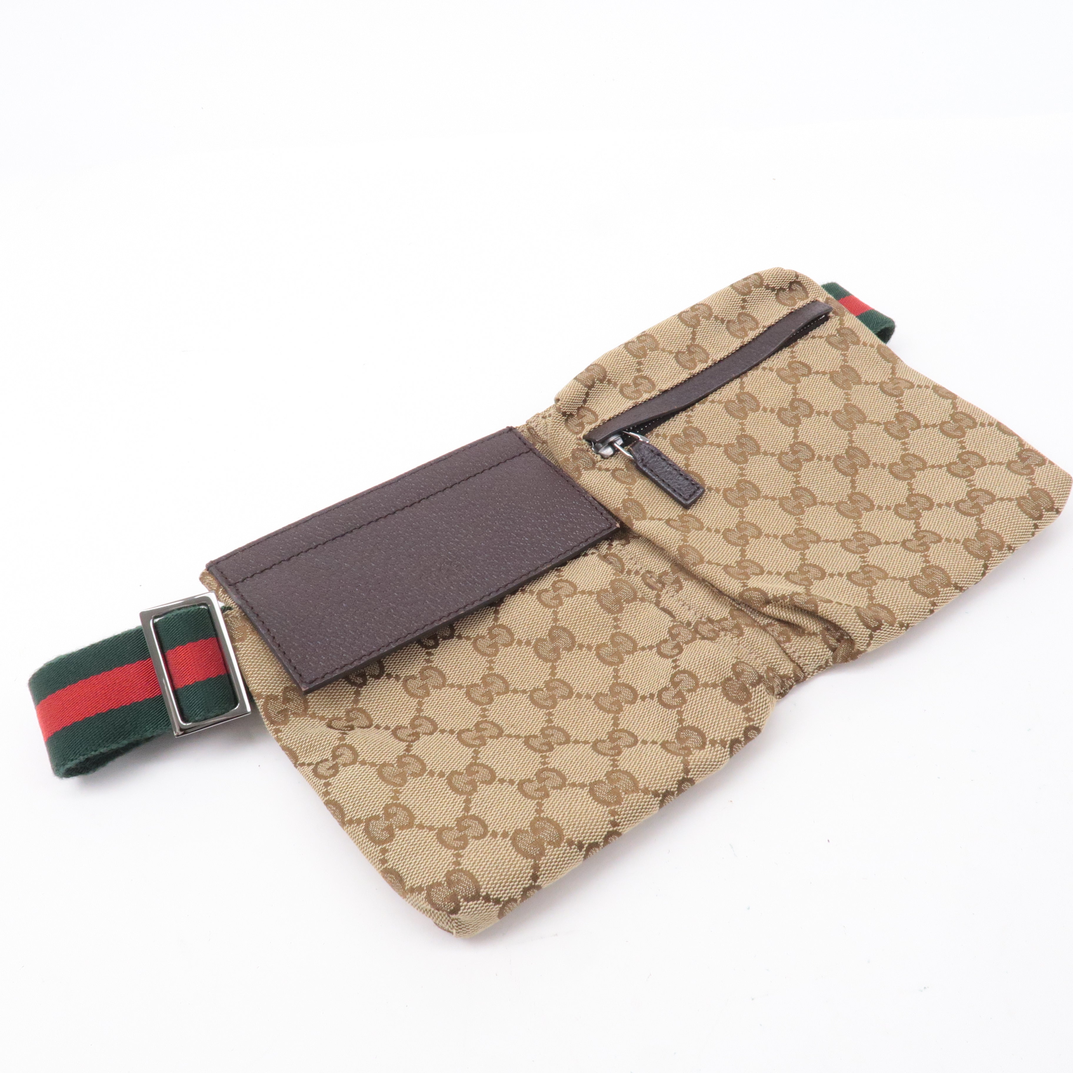 What Goes Around Comes Around Gucci Brown Canvas Waist Pouch | Shopbop