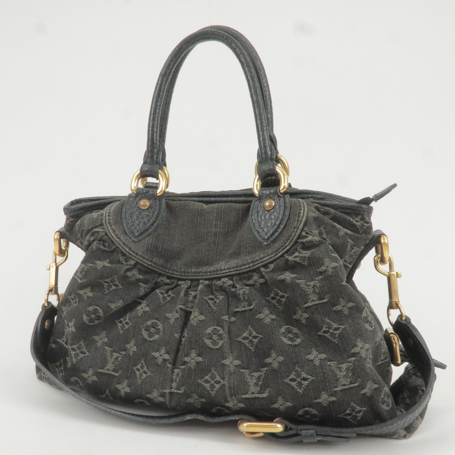 Louis Vuitton Monogram Denim Neo Cabby MM Hand Bag Black M95351