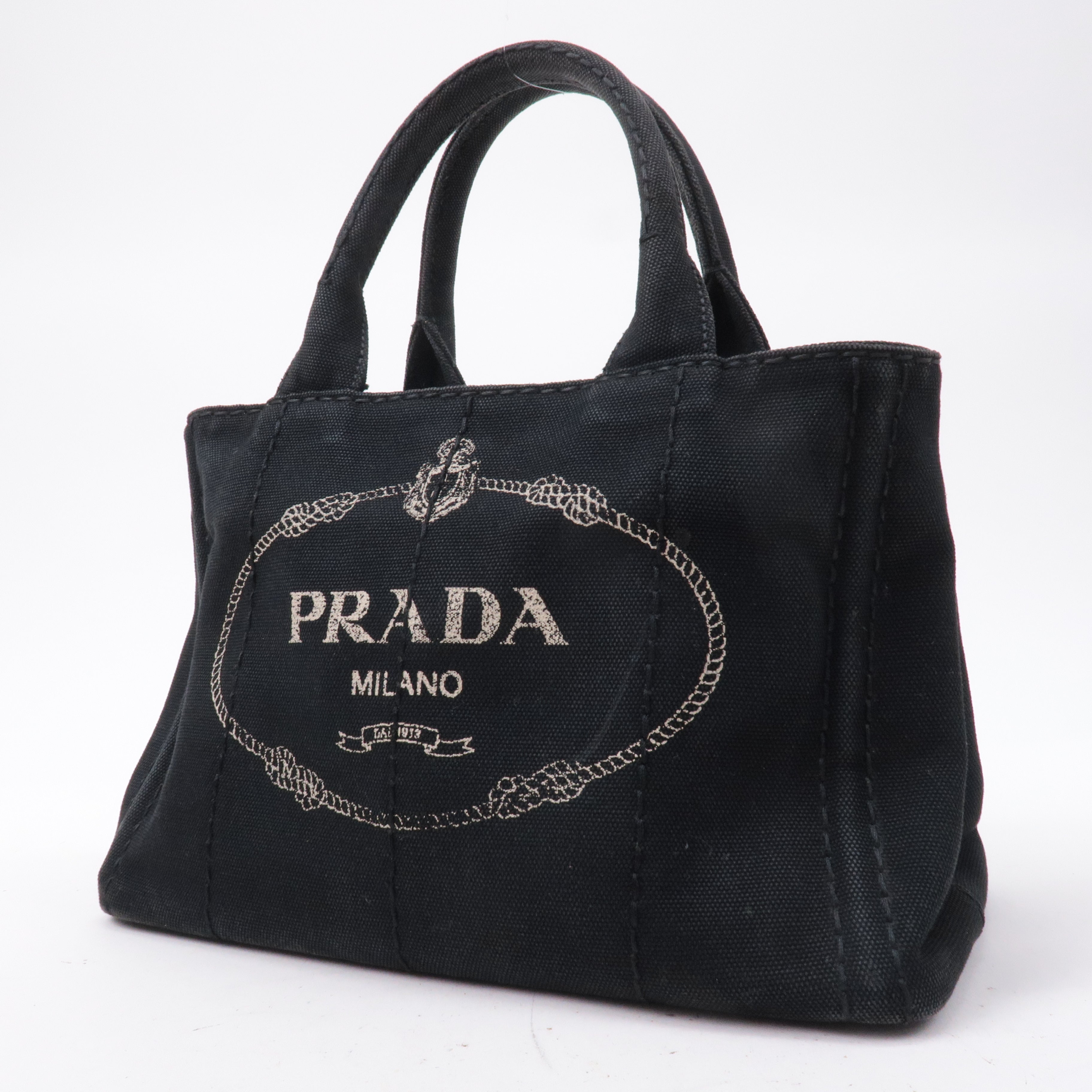 PRADA-Canapa-Mini-Canvas-Tote-Bag-Hand-Bag-Black – dct-ep_vintage