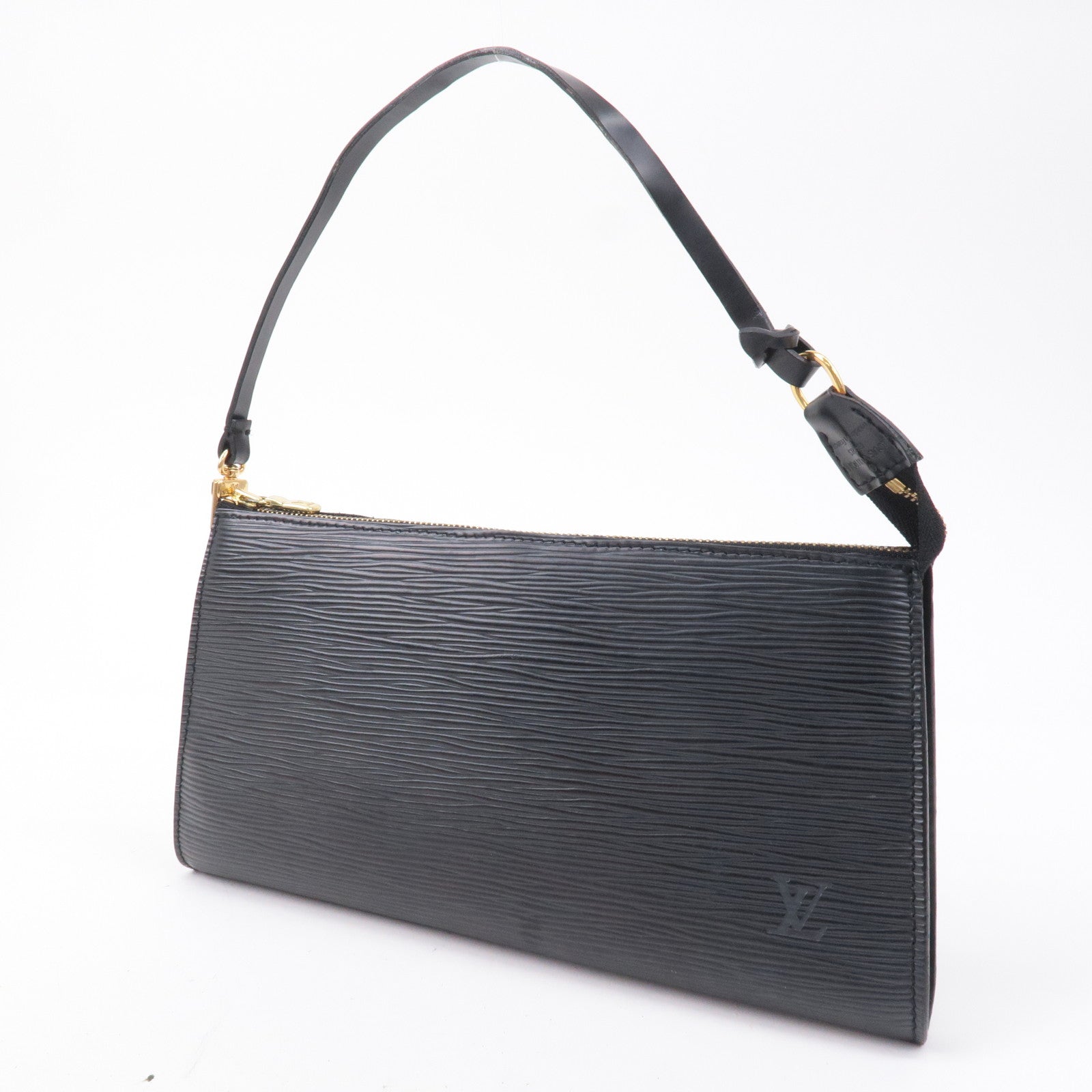 LOUIS VUITTON Noir Epi Leather Mini Pochette Bag