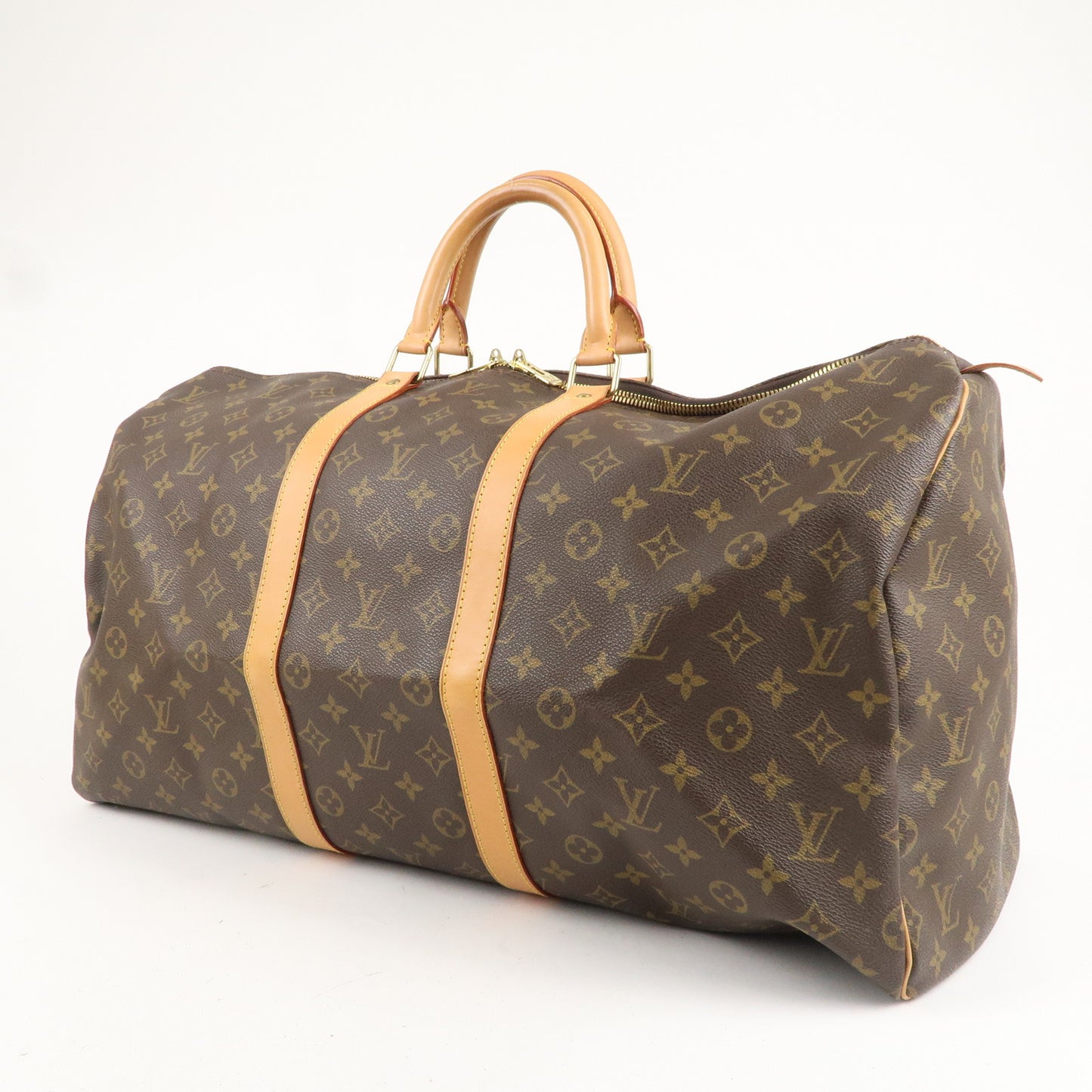 AuthenticLouis Vuitton Monogram Keep All 55 Boston Bag Brown M41424