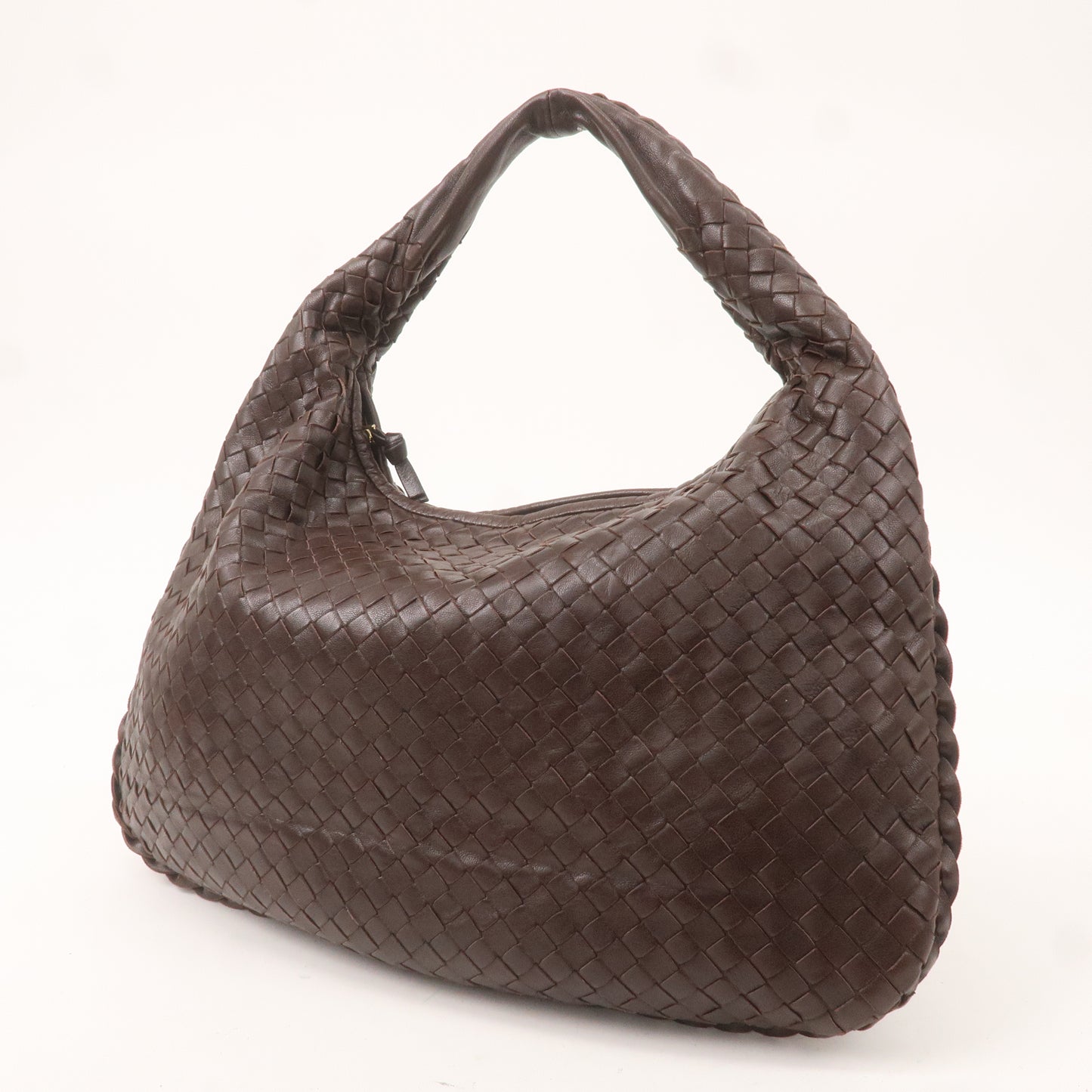 BOTTEGA VENETA Intrecciato Leather Hobo Shoulder Bag Brown 115653