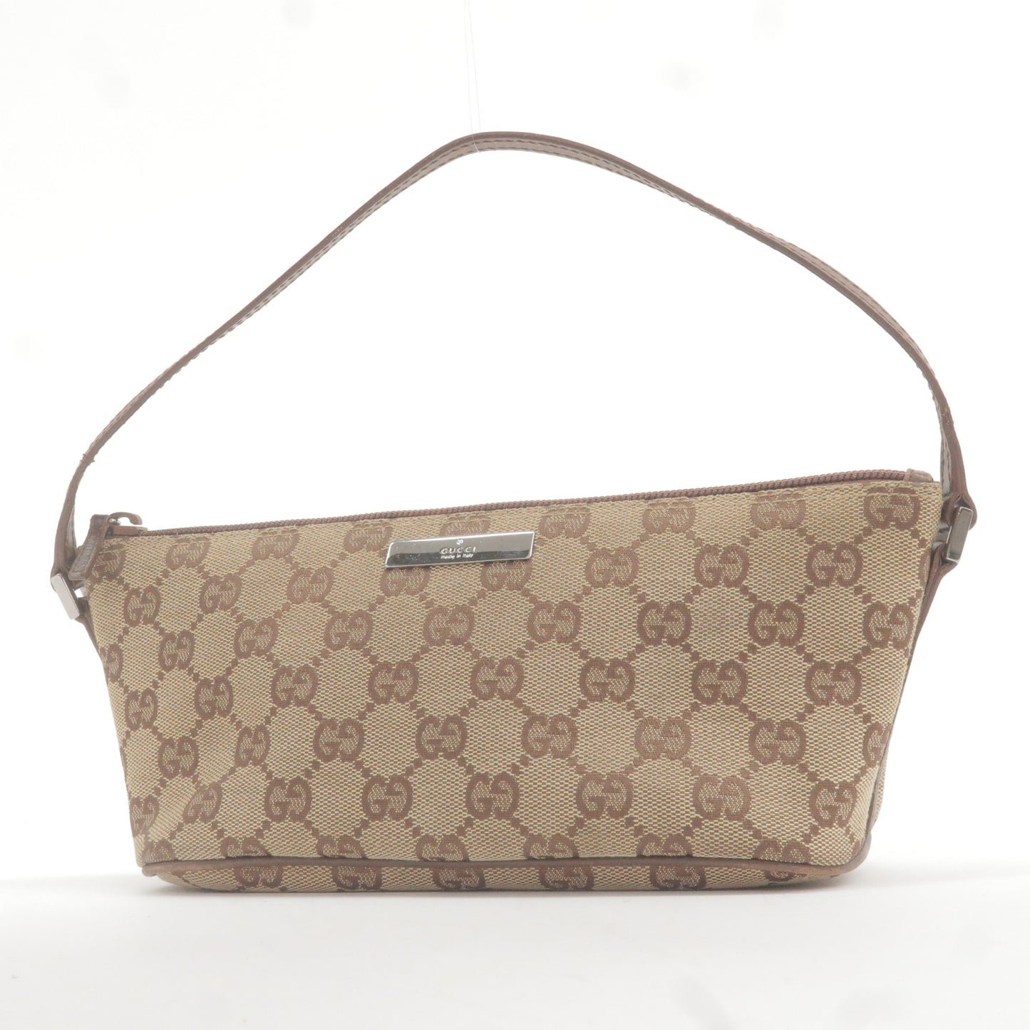 GUCCI Boat Bag GG Canvas Leather Hand Bag Beige Brown 07198