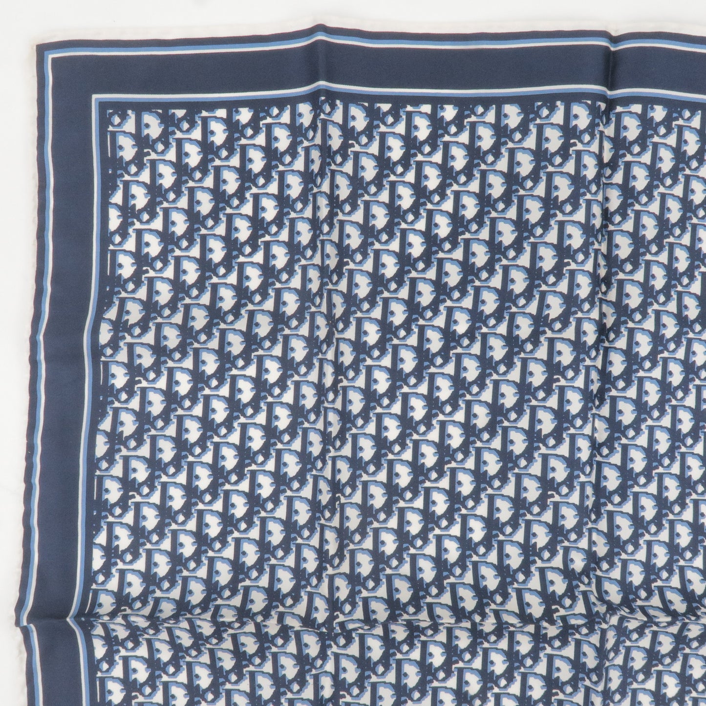 Christian Dior Trotter Logo 100% Silk Scarf Navy