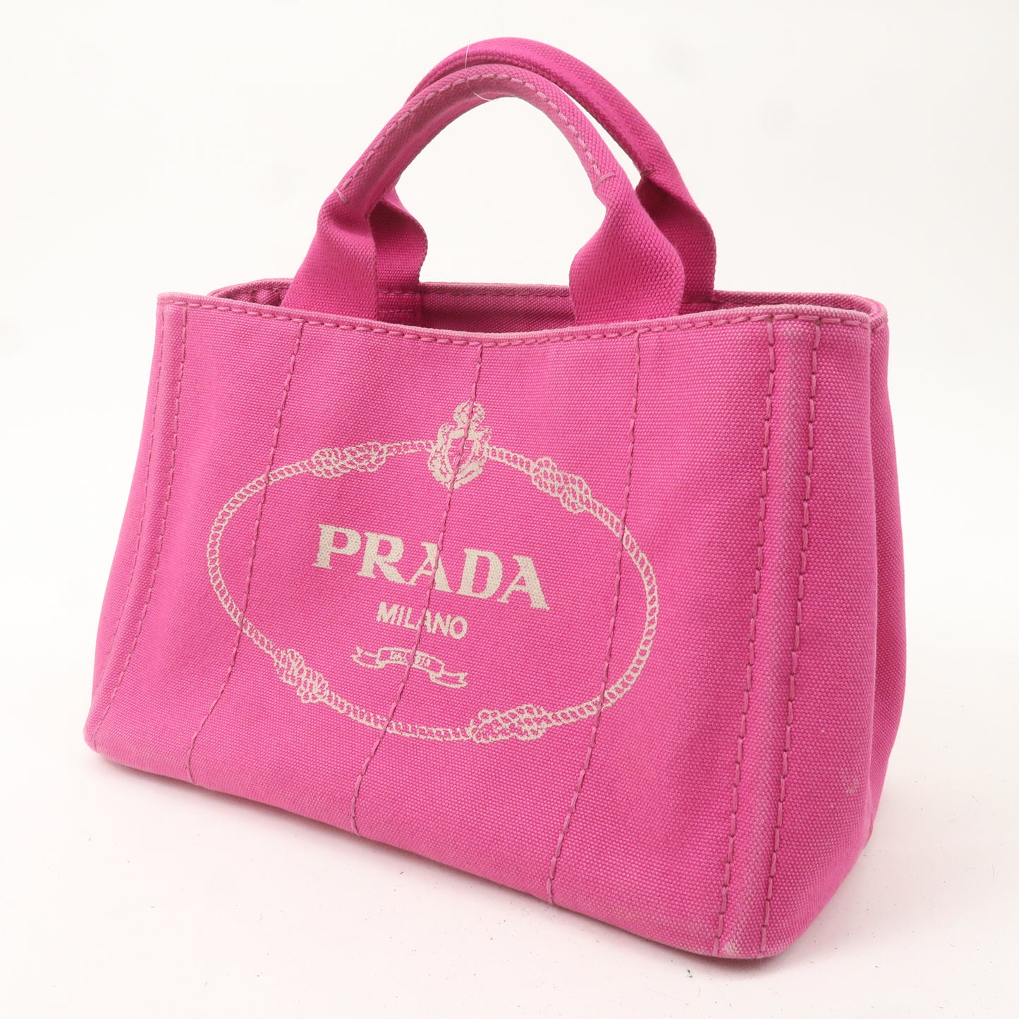 PRADA Canapa Mini Canvas Tote Bag Hand Bag Pink BN2439