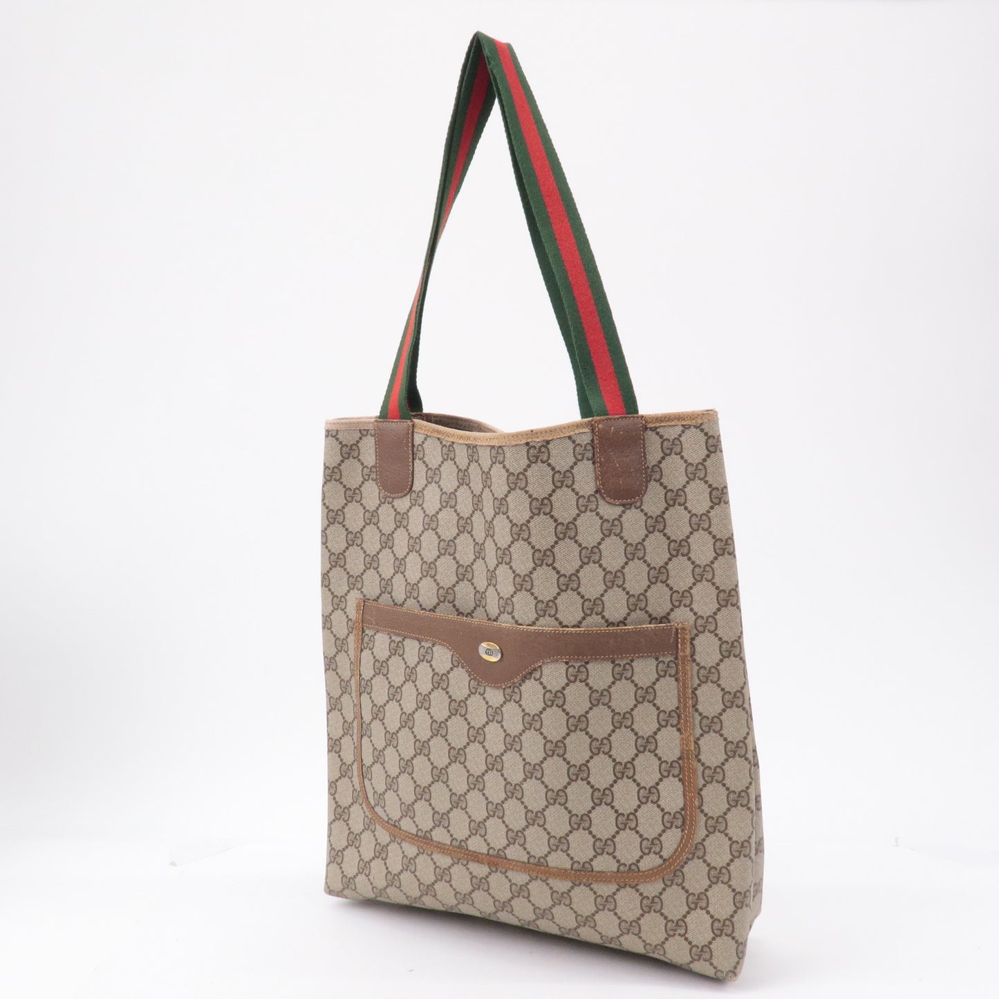 GUCCI Old GUCCI Sherry GG Plus Leather Tote Bag Brown 39・02・003