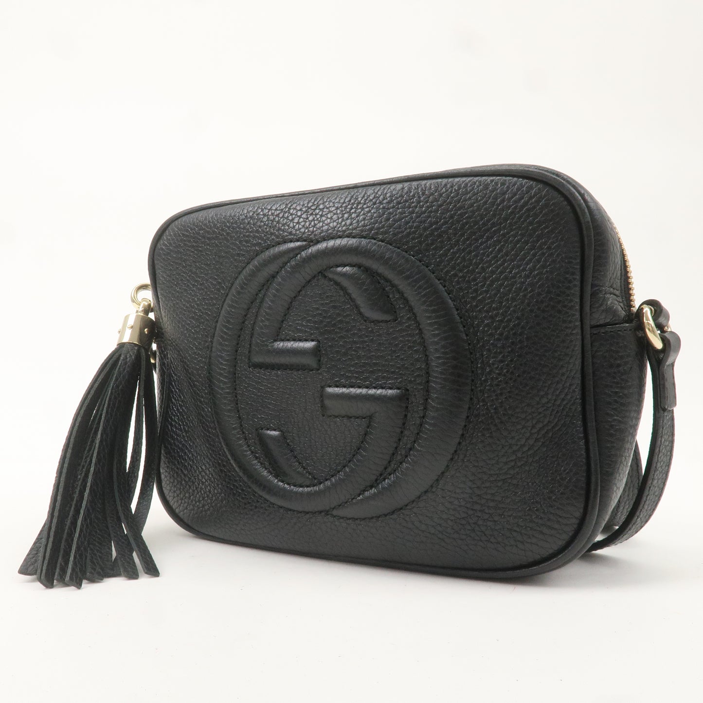 GUCCI SOHO Leather Small Disco Shoulder Bag Black 308364