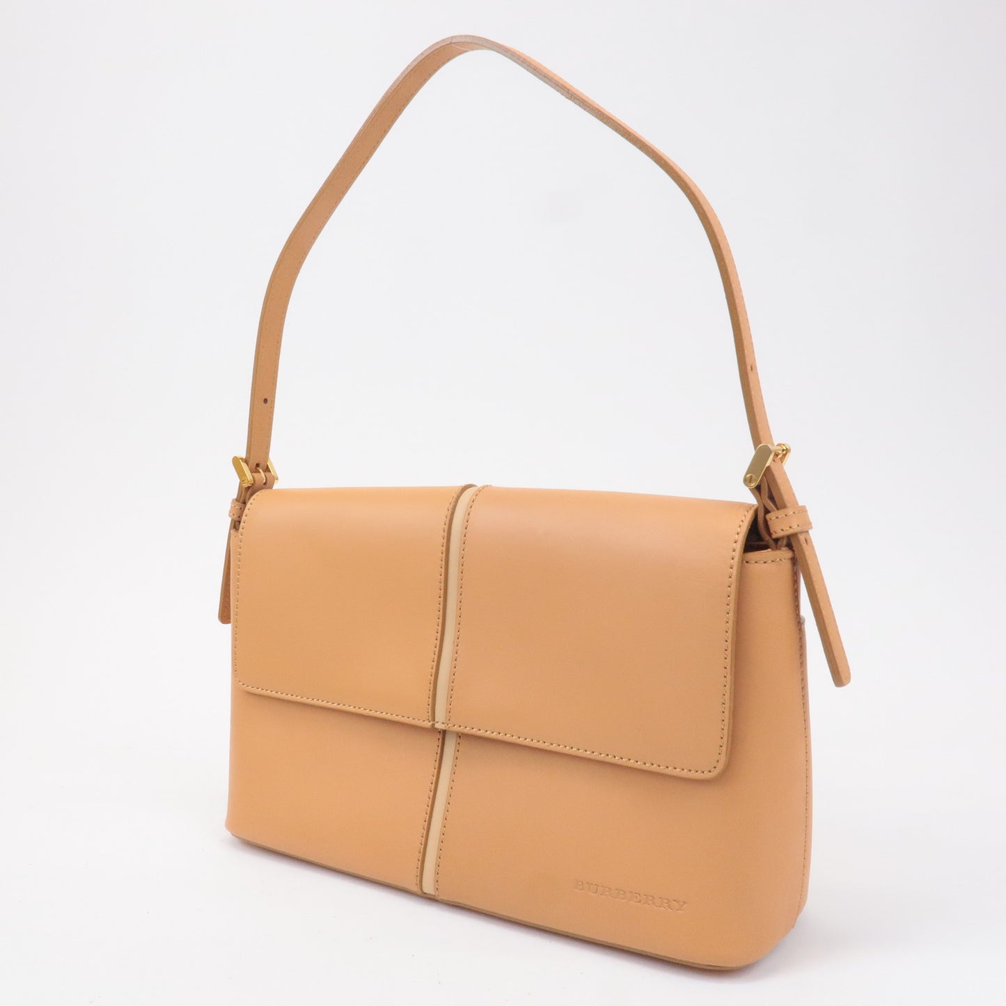 BURBERRY Leather Shoulder Bag Hand Bag Beige