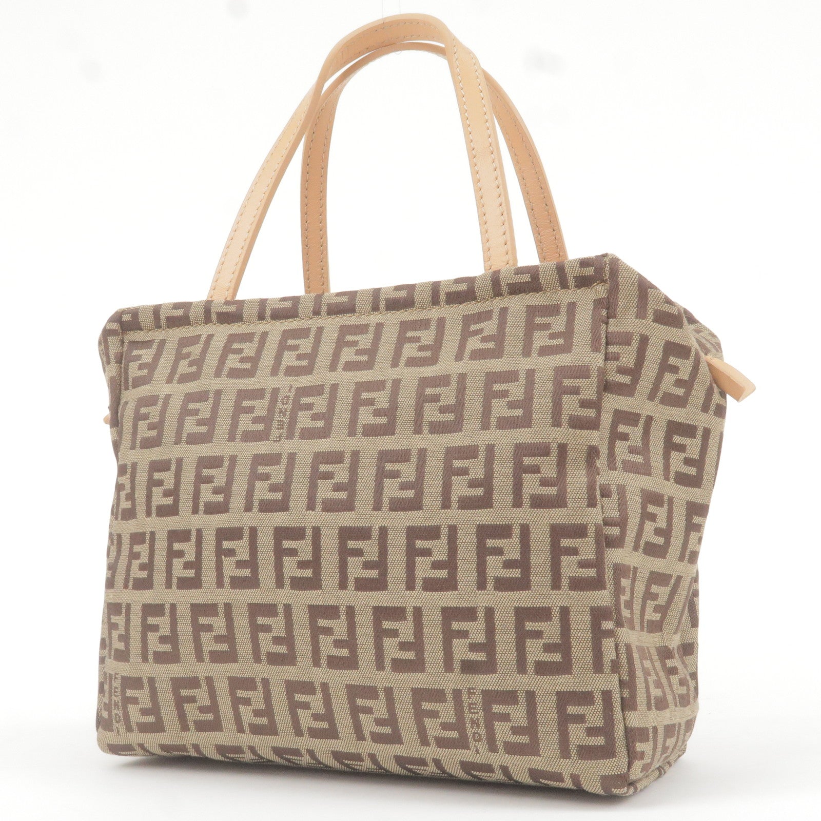 FENDI Zucchino shoulder Womens tote bag beige x brown Leather Cloth  ref.225769 - Joli Closet