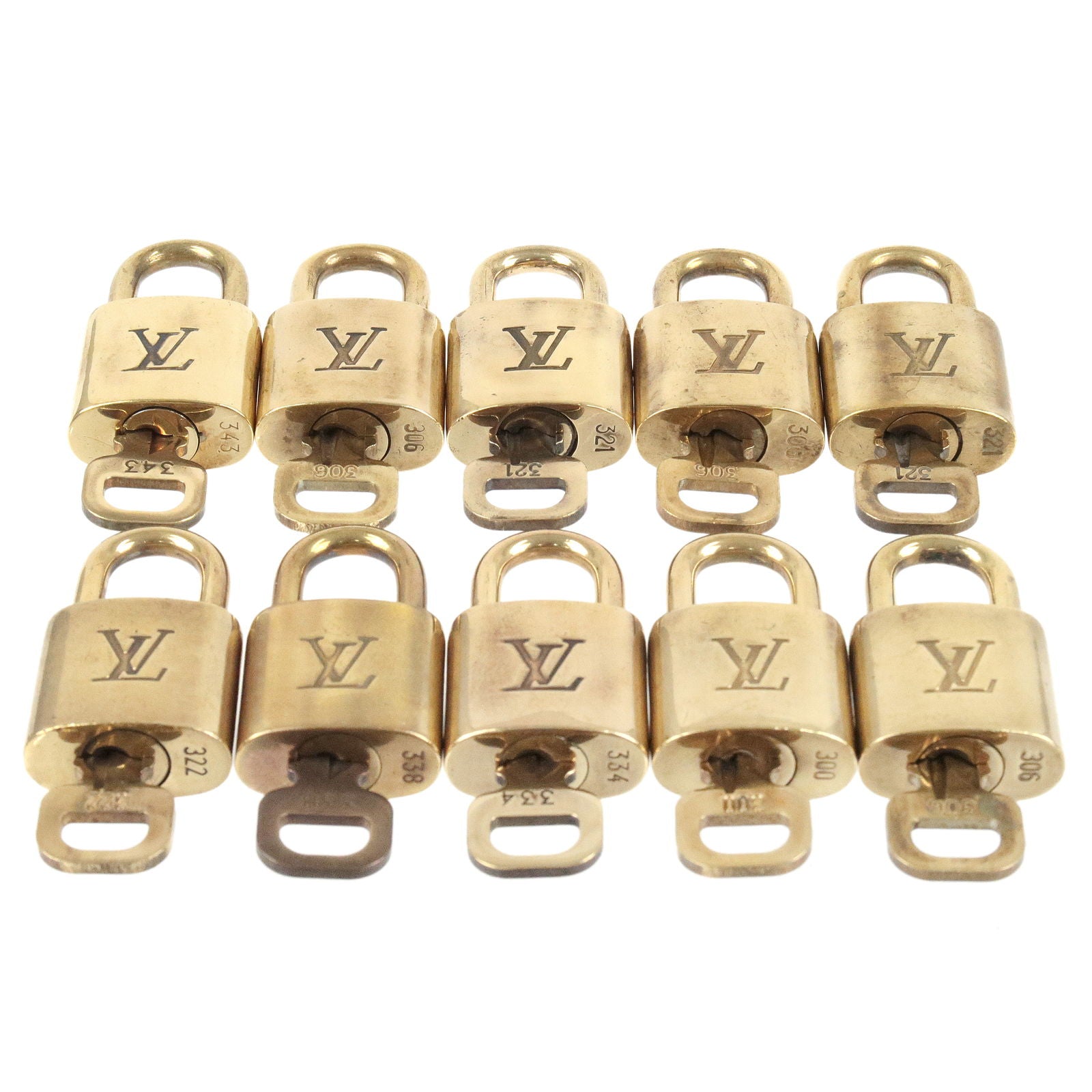 LOUIS VUITTON Brass Gold Padlock with Matching Key (LV Lock Number 334)