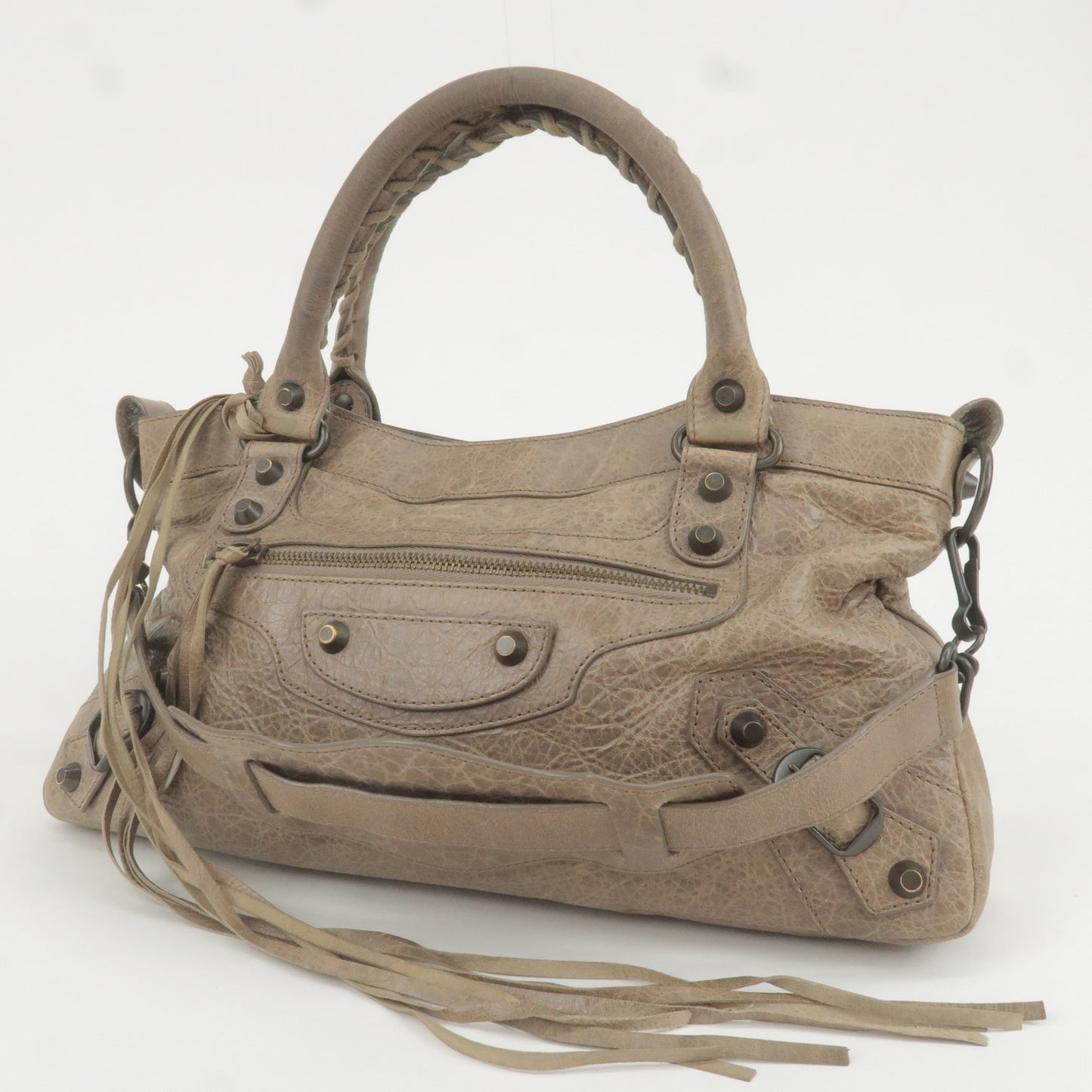 BALENCIAGA The First Leather 2Way Hand Bag Kahki Brown 103208