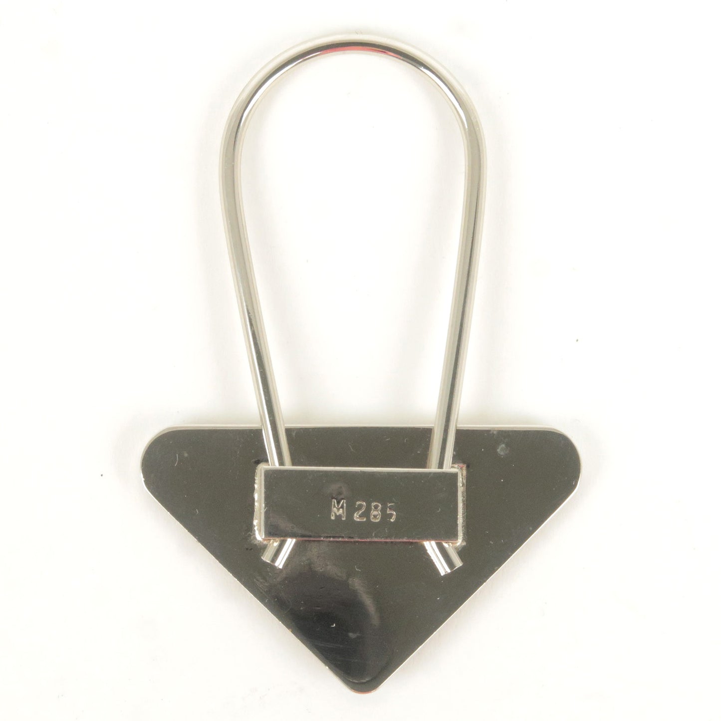 PRADA Triangle Logo Key Charm Bag Accessory Black Silver M285