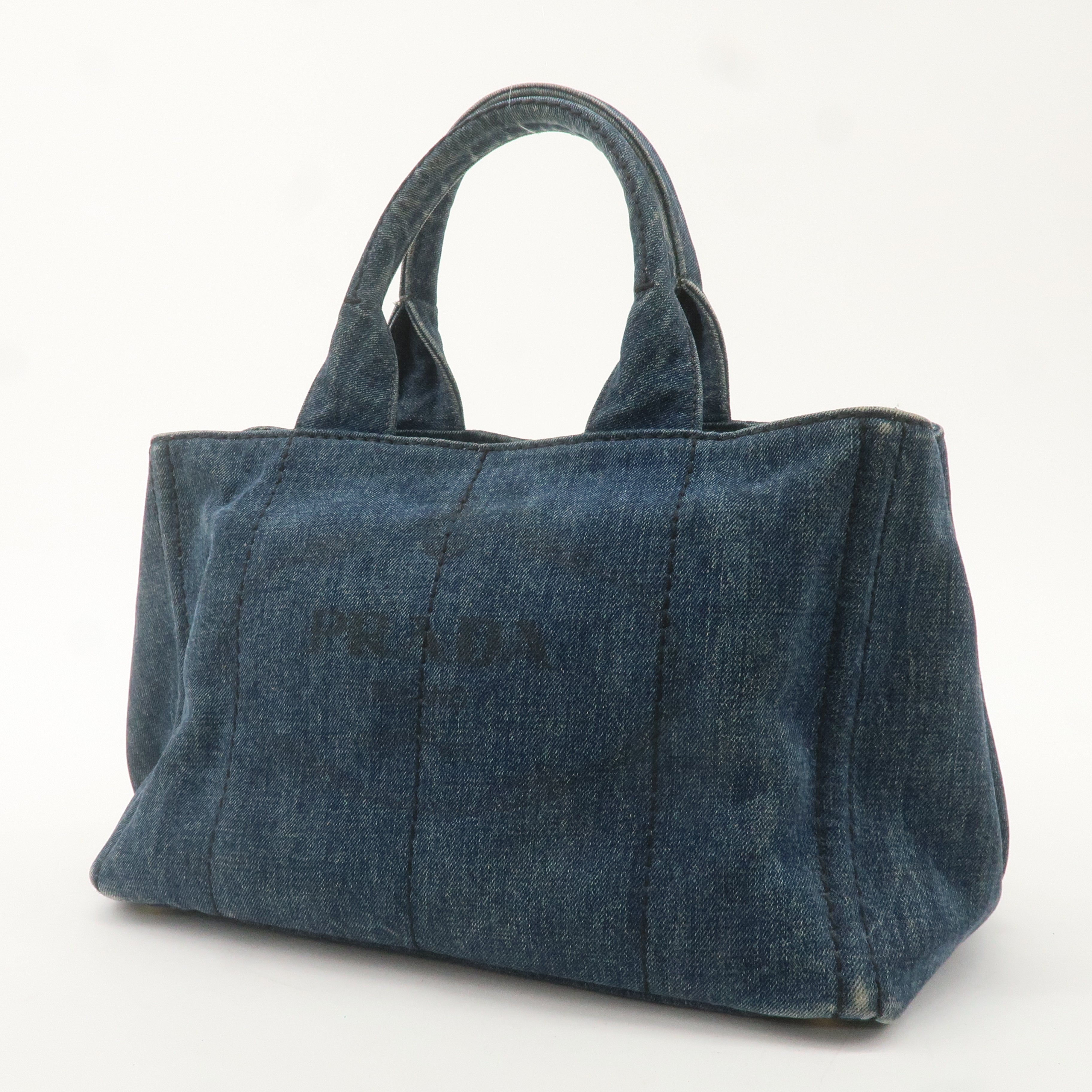 PRADA Canapa Denim Tote Bag Hand Bag Denim Blue B1877B