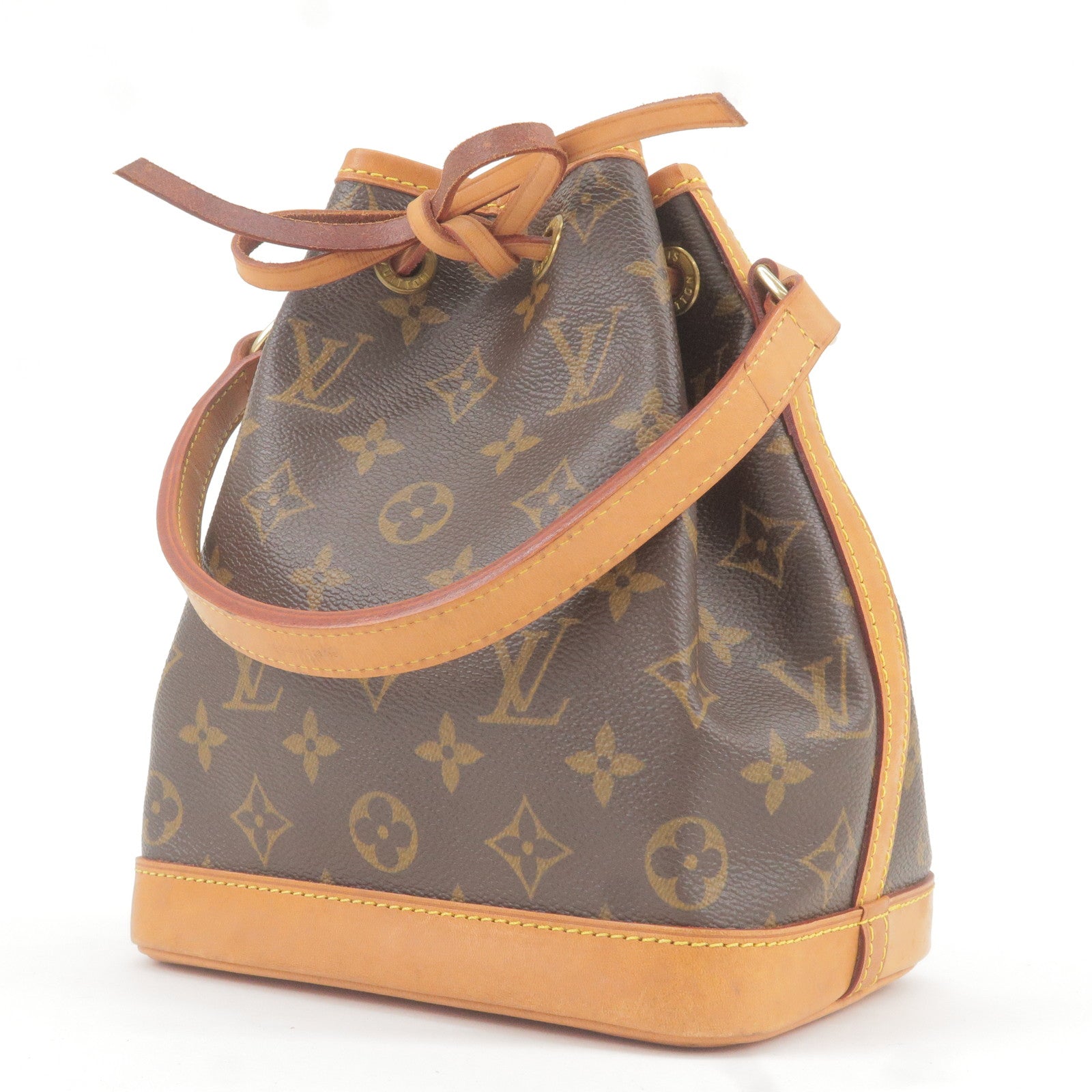 LOUIS VUITTON Mini Noe Drawstring Hand Bag Monogram Leather Brown M42227  18RH185