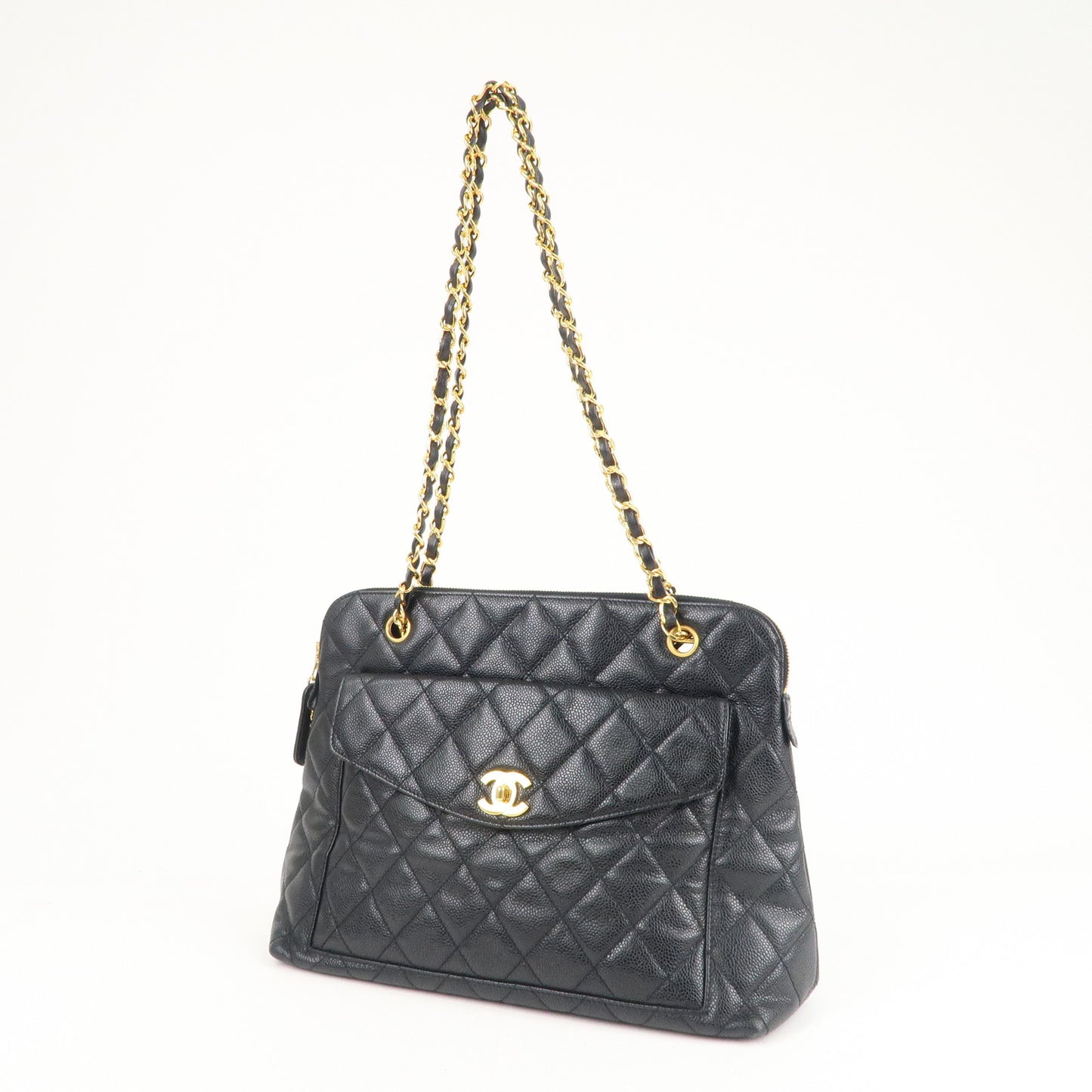 CHANEL-Matelasse-Caviar-Skin-Chain-Tote-Bag-Shoulder-Bag-Black – dct-ep_vintage  luxury Store