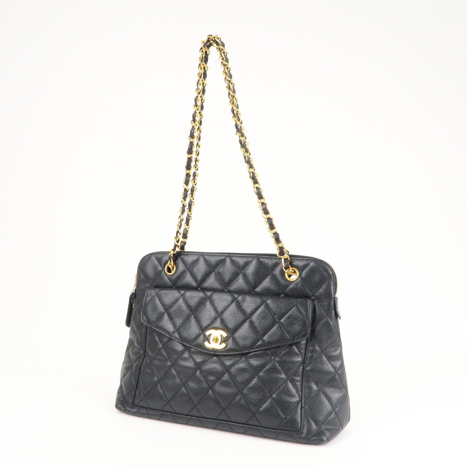 CHANEL-Matelasse-Caviar-Skin-Chain-Tote-Bag-Shoulder-Bag-Black –  dct-ep_vintage luxury Store