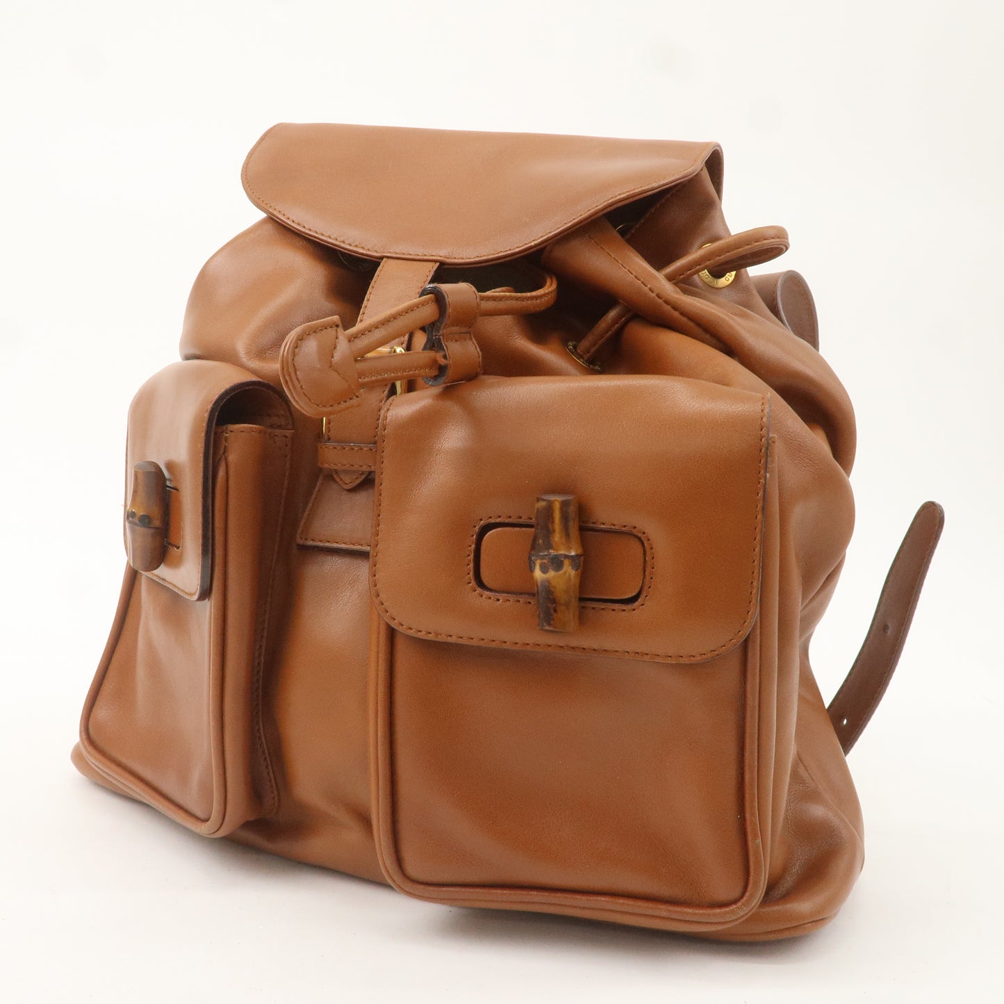 GUCCI Bamboo Leather Back Pack Brown 003・2058・0016