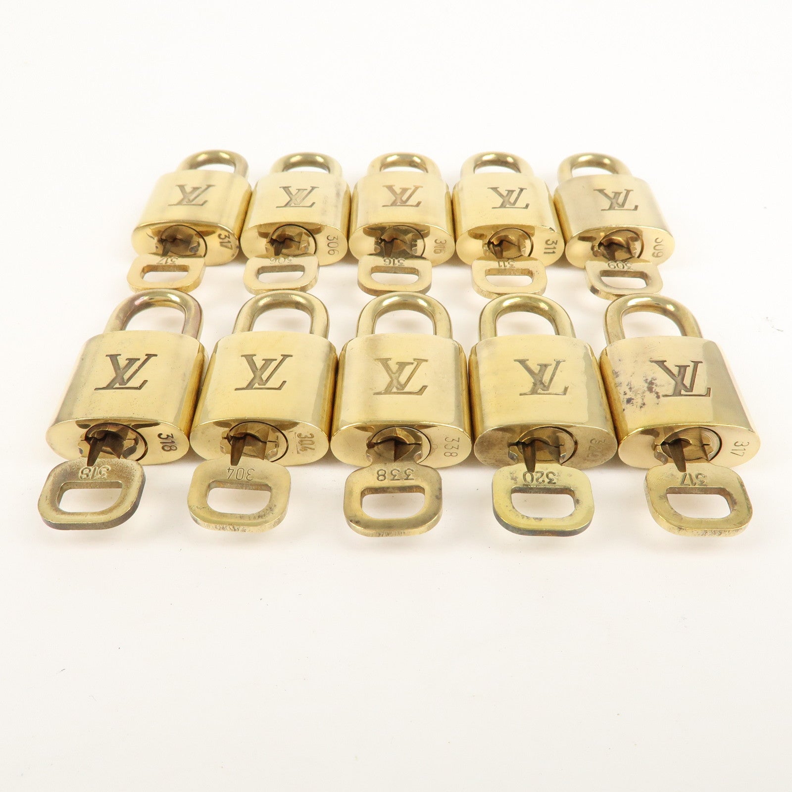 Louis Vuitton Two Padlocks and Keys 318 and 338 Lock Brass 