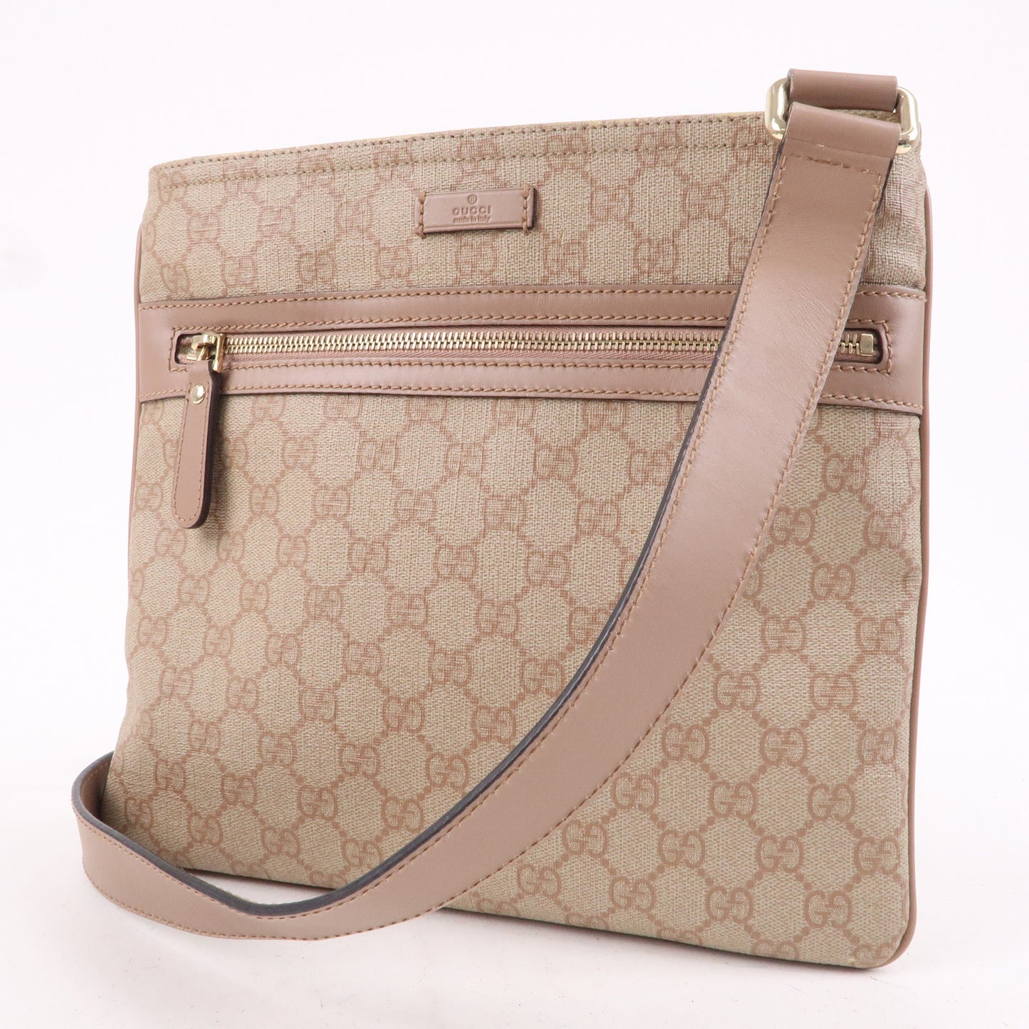 GUCCI GG Supreme Leather Shoulder Bag Pink Beige 295257