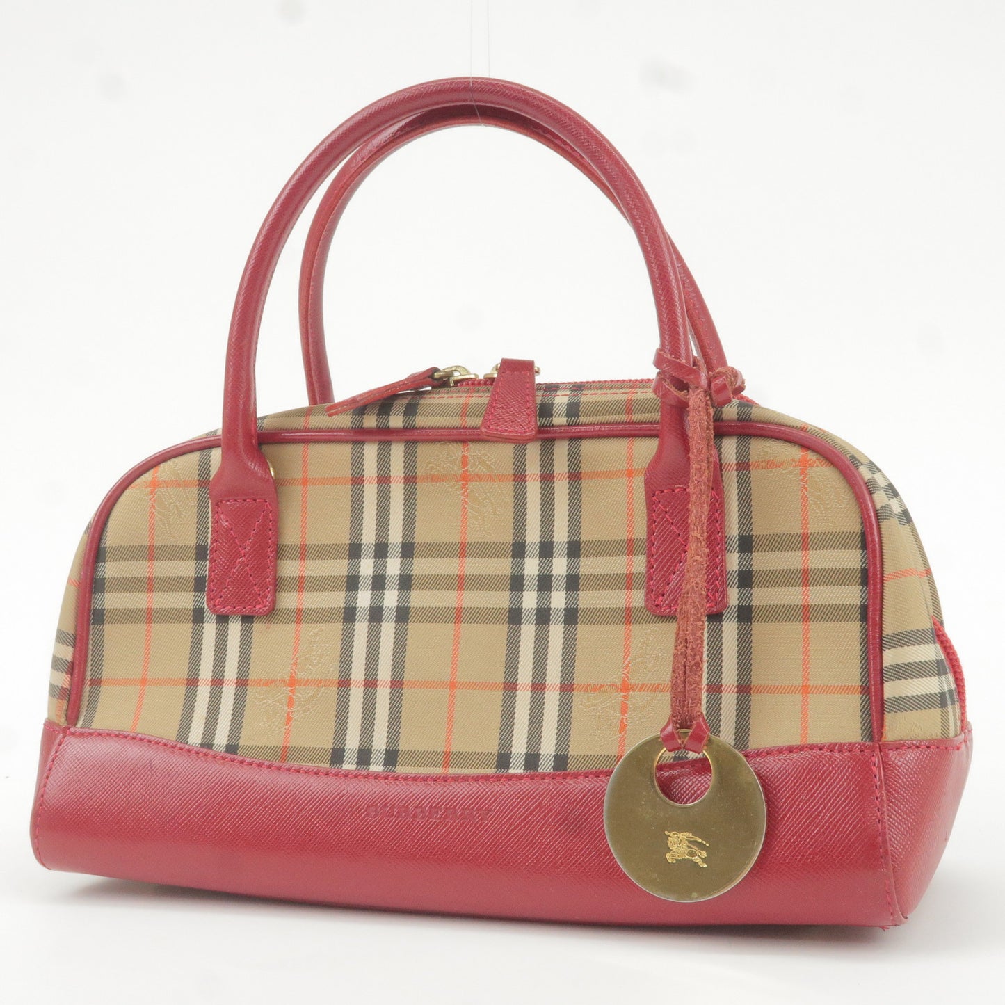 BURBERRY-Nova-Plaid-Canvas-Leather-Hand-Bag-Beige-Red – dct-ep_vintage  luxury Store