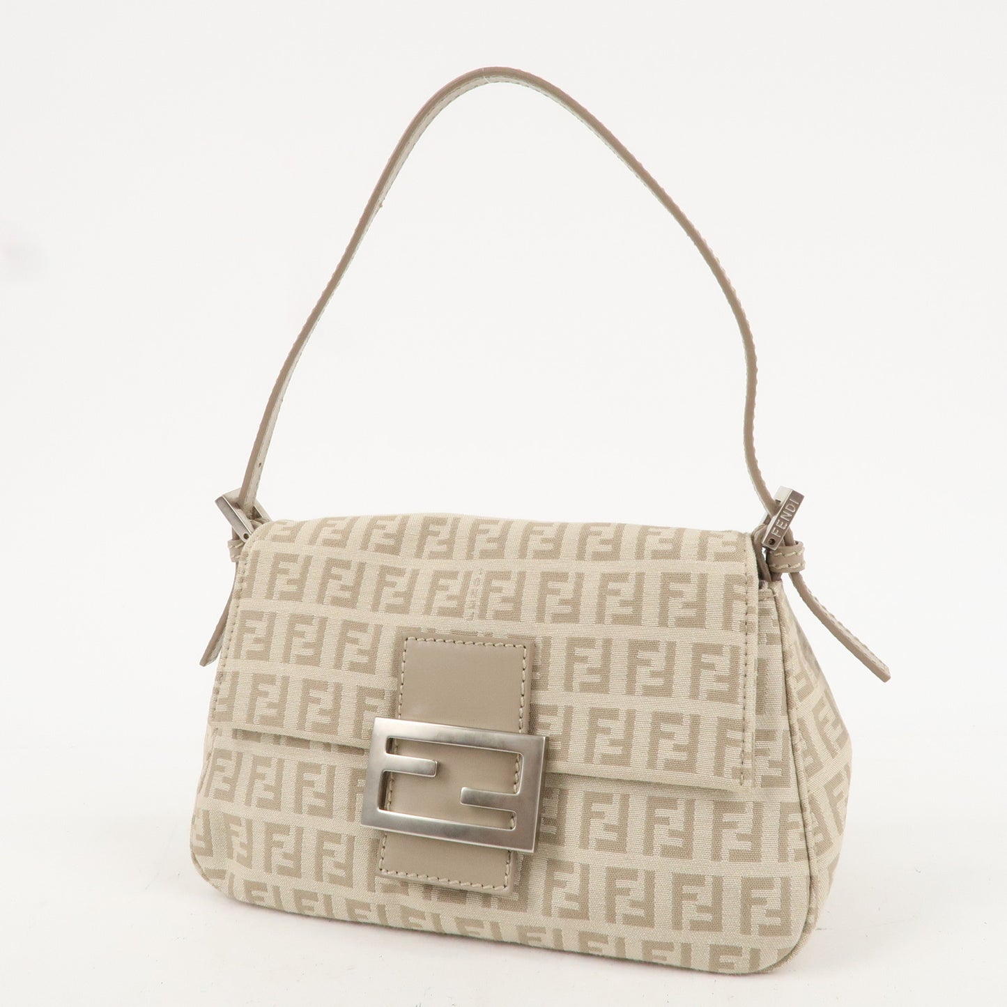 FENDI Mini Mamma Baguette Zucchino Canvas Leather 8BR180